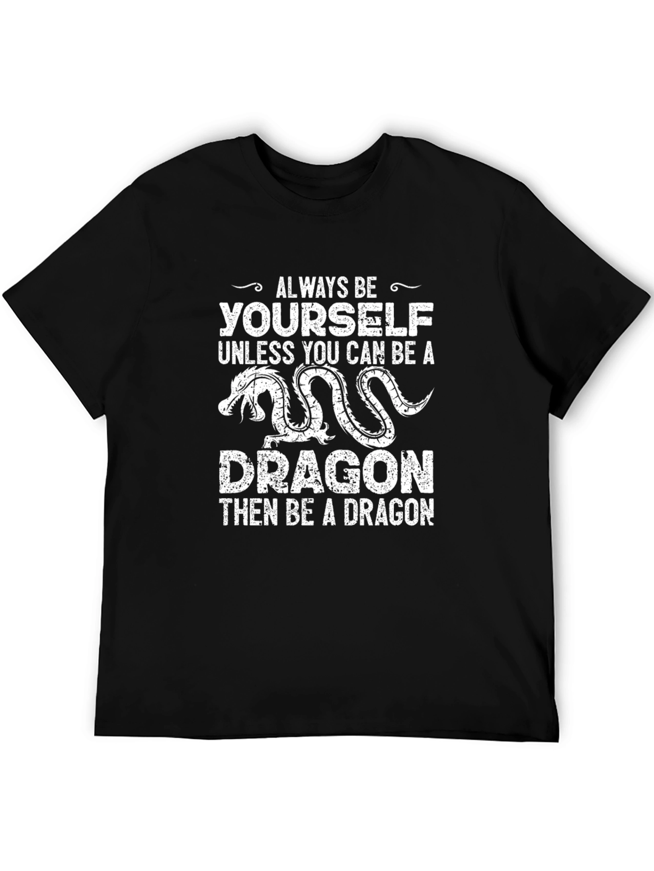 Black Always Be Yourself Dragon Graphic T-Shirt view 5