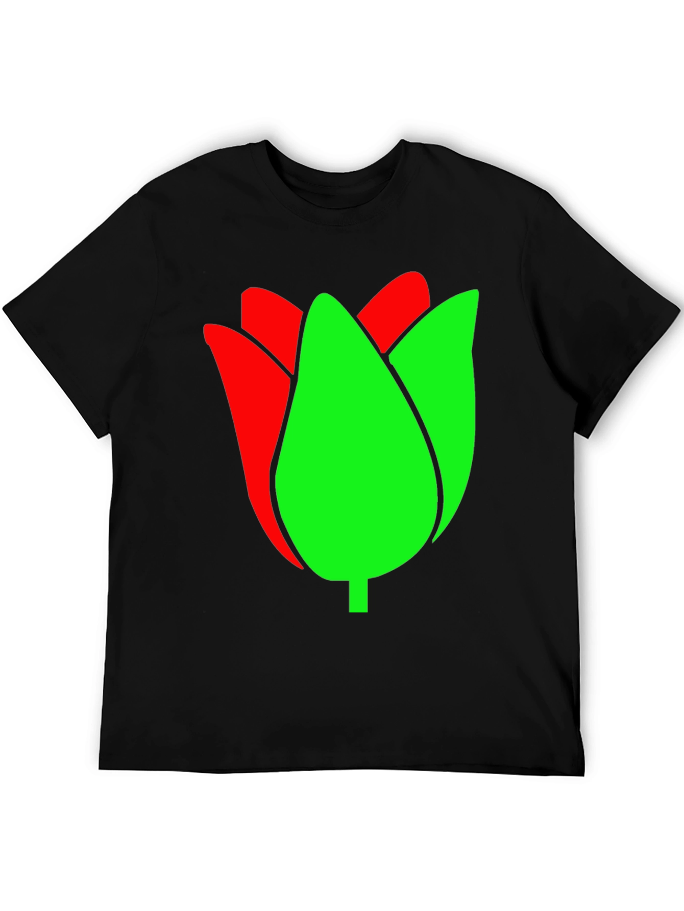 Black Tulip Graphic Tee - Black Cotton Blend view 5