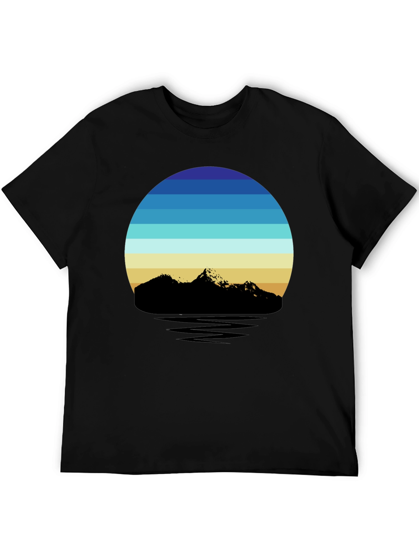 Black Retro Mountainscape T-Shirt view 5