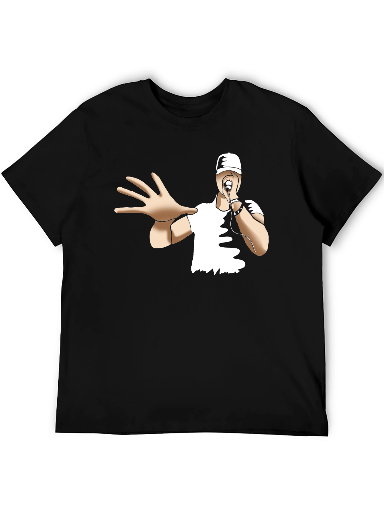 Black Cool Cartoon Rapper Black T-Shirt view 5