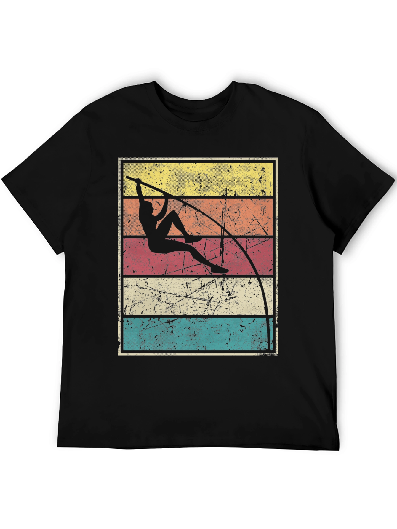 Black Retro Pole Vaulting T-Shirt view 5