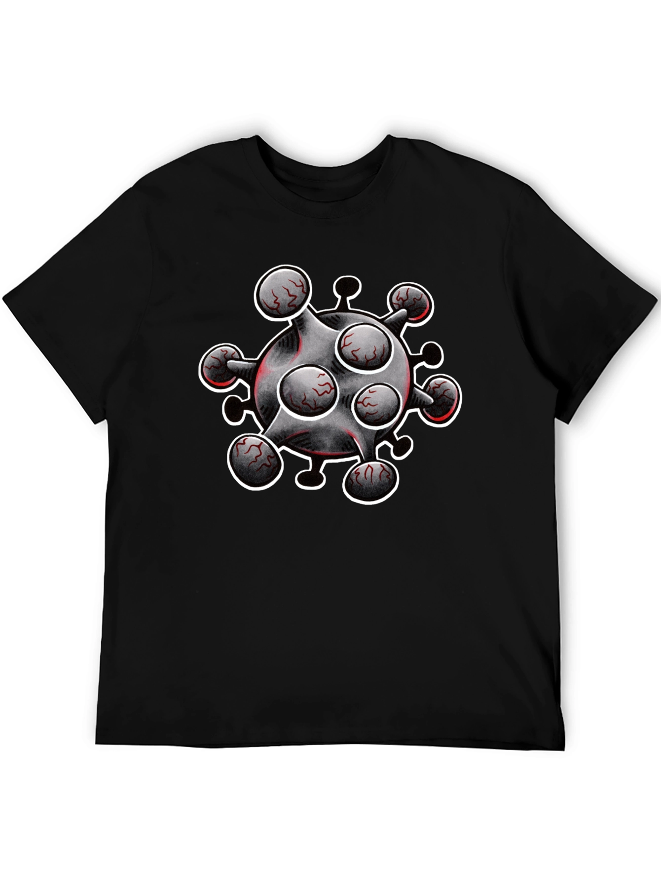 Black Novelty Virus Graphic T-Shirt - Bold Statement Tee view 5