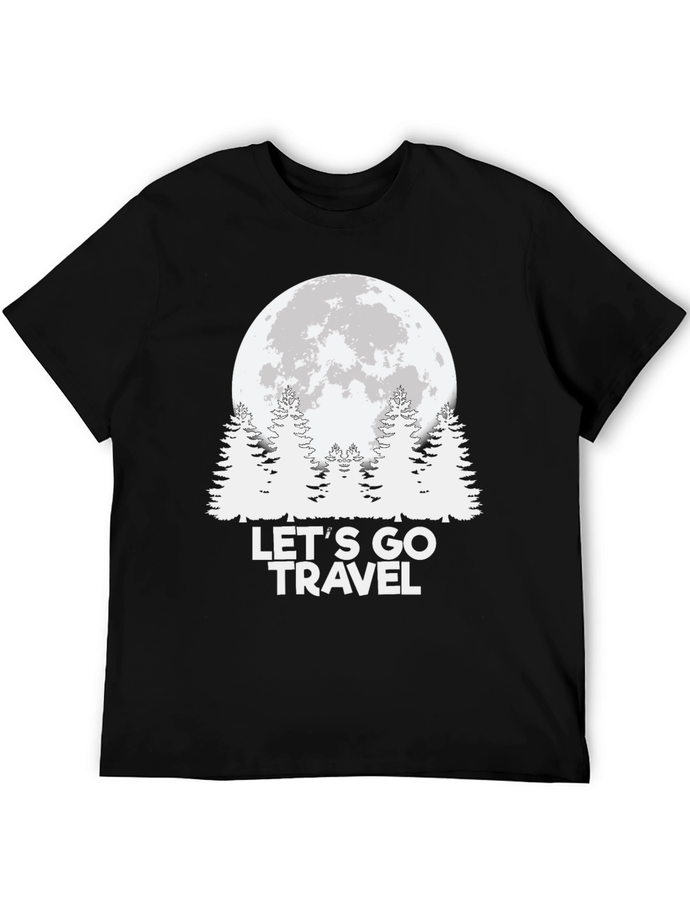 Black Let's Go Travel Moon Graphic Tee - Black view 5