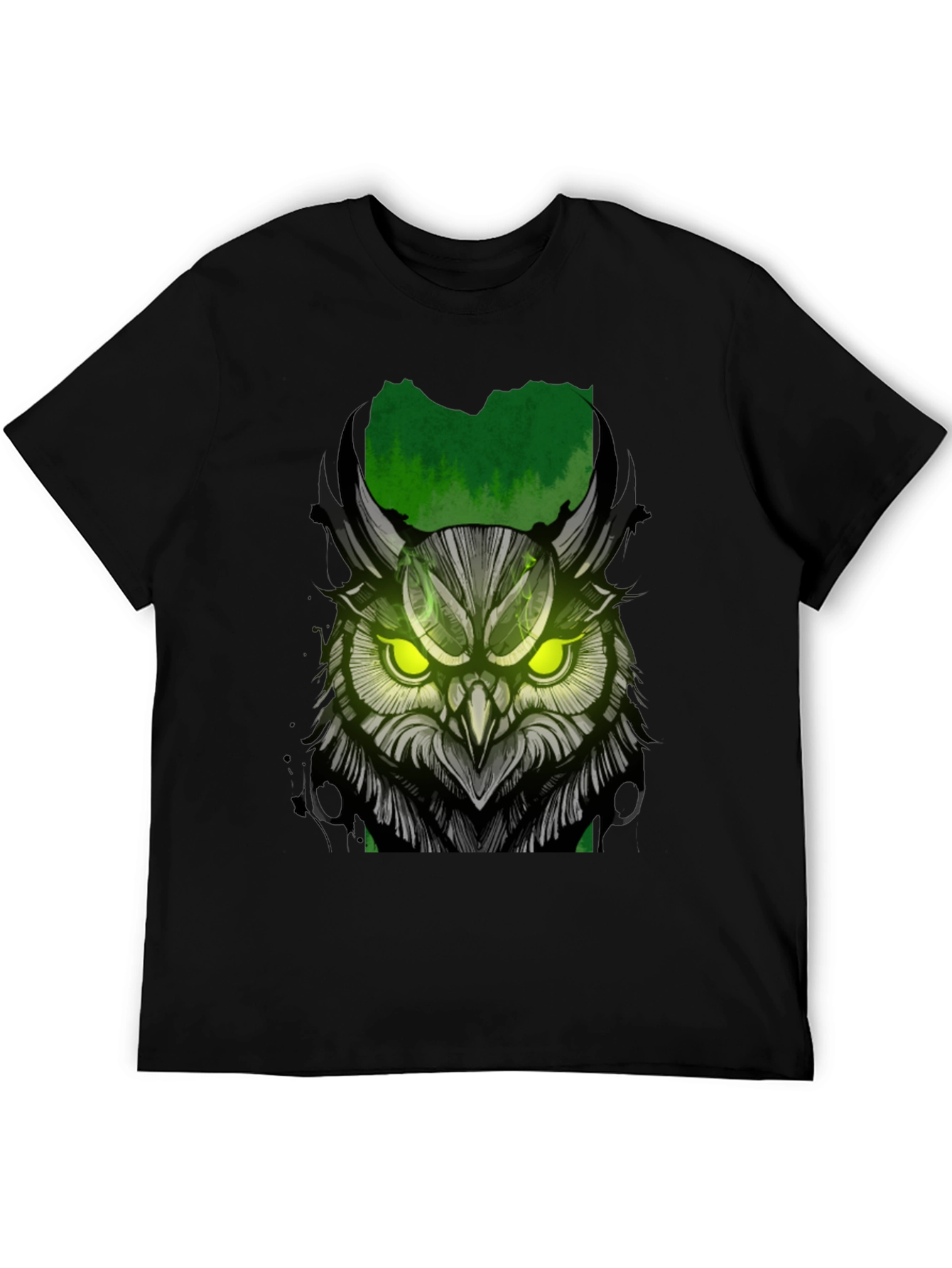 Black Owl Graphic Print T-Shirt - Black view 5