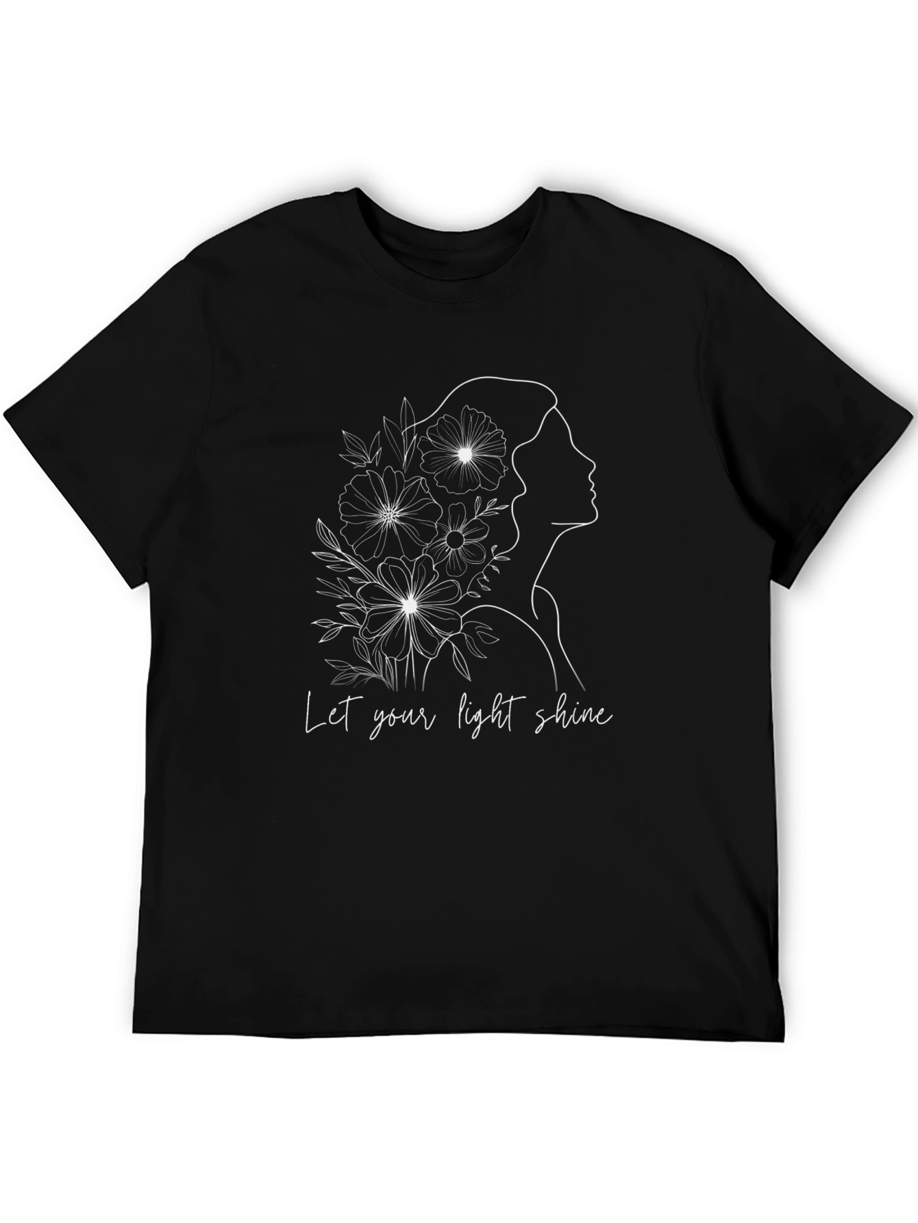 Black Floral Silhouette Graphic Tee - Let Your Light Shine view 5