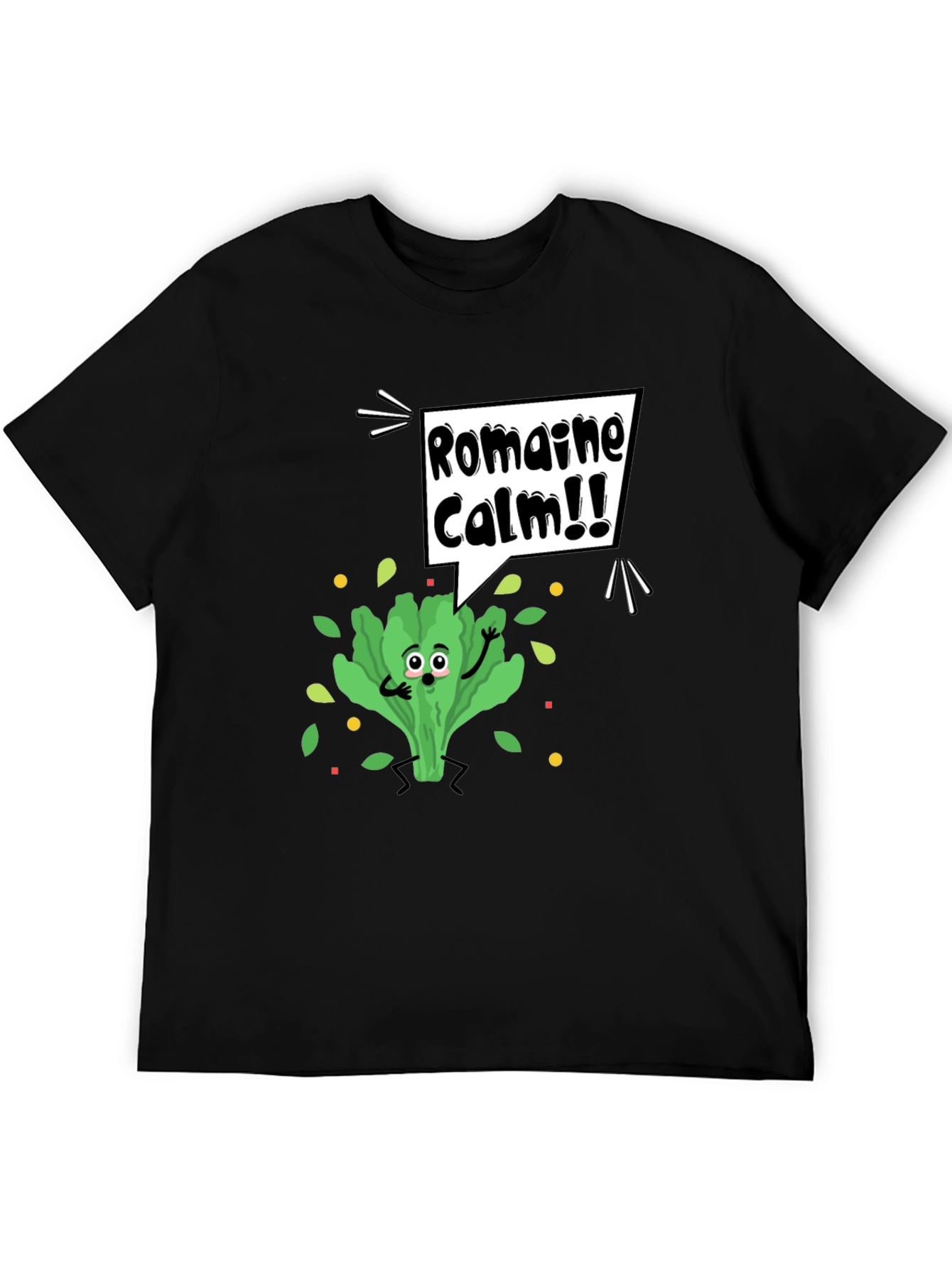 Black Romaine Calm Graphic Tee - Funny Food Pun T-Shirt view 5
