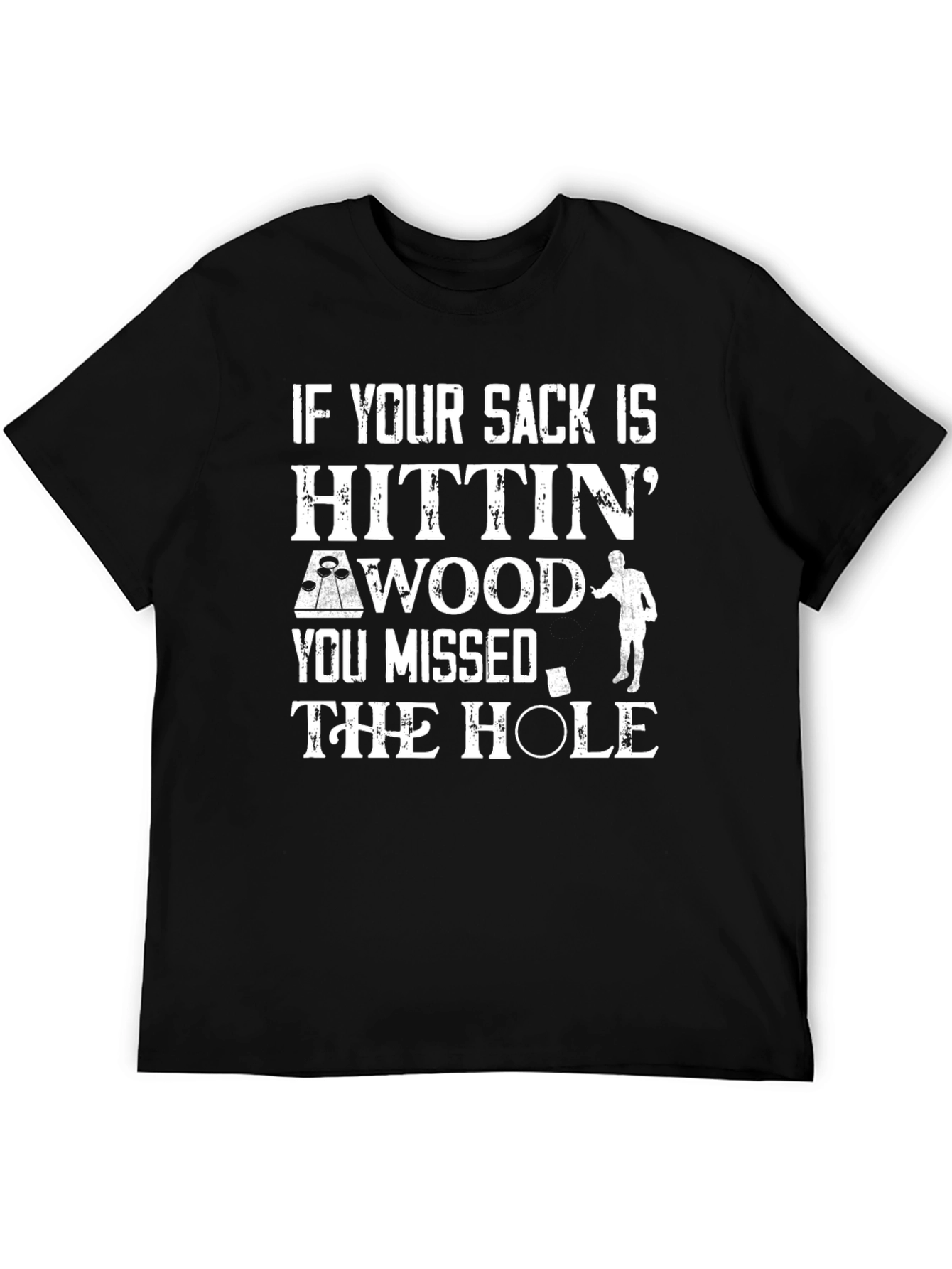 Black Funny Golfing T-Shirt - If Your Sack is Hitting Wood view 5