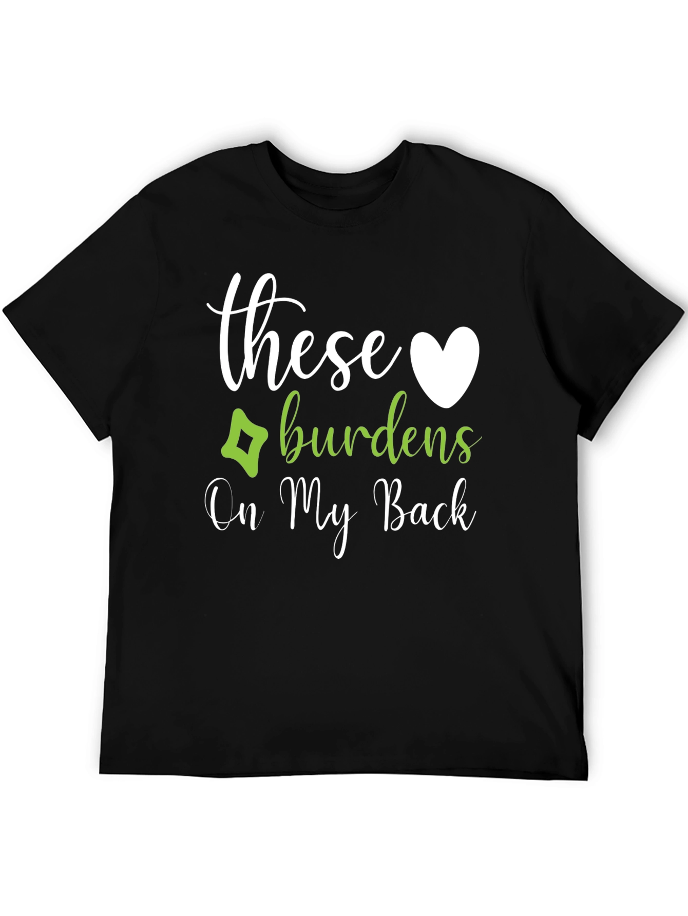 Black These Burdens On My Back Novelty Graphic T-Shirt view 5