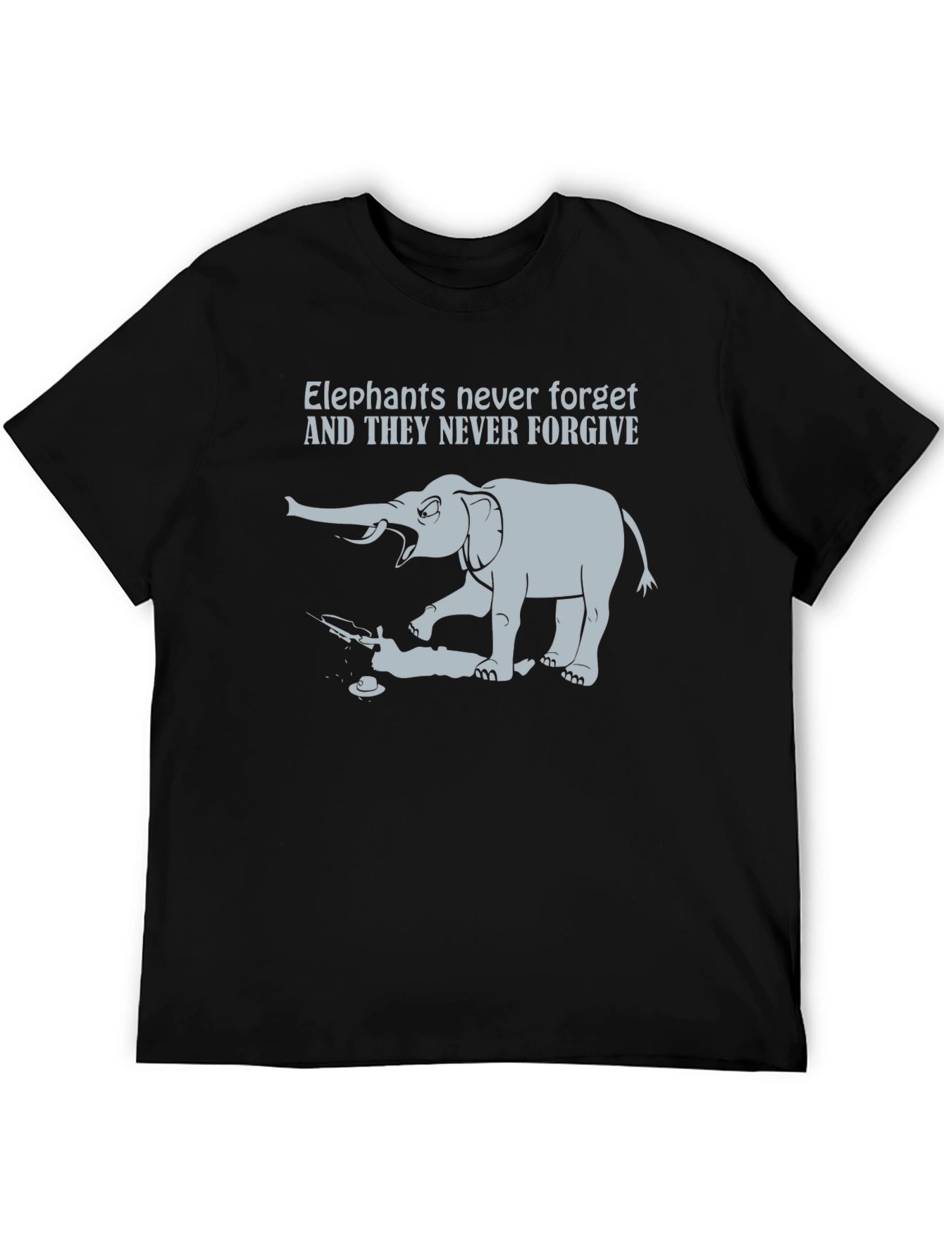 Black Elephant Never Forget T-Shirt - Sarcastic Graphic Tee view 5