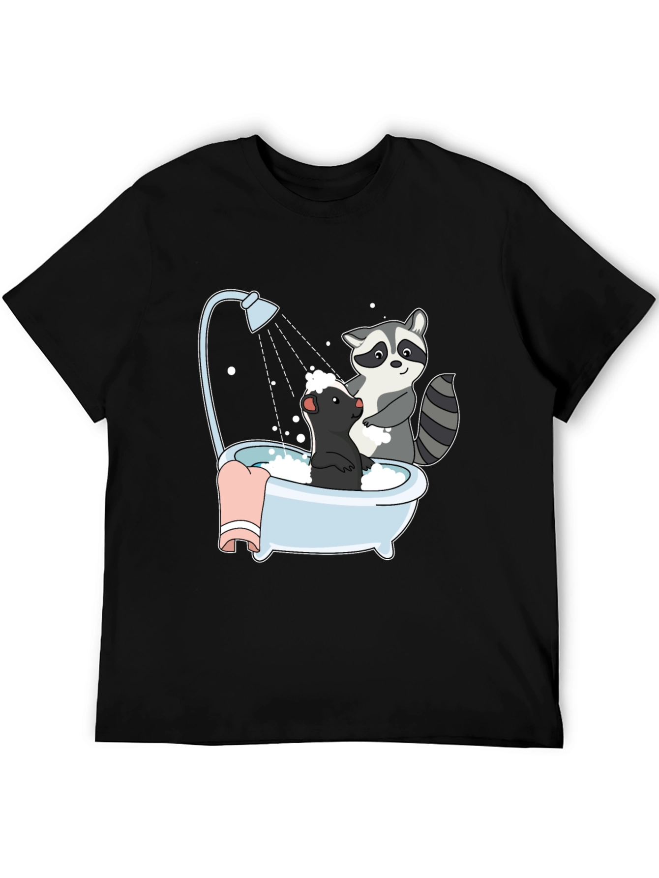 Black Raccoon and Skunk Bathtub Graphic Tee view 5