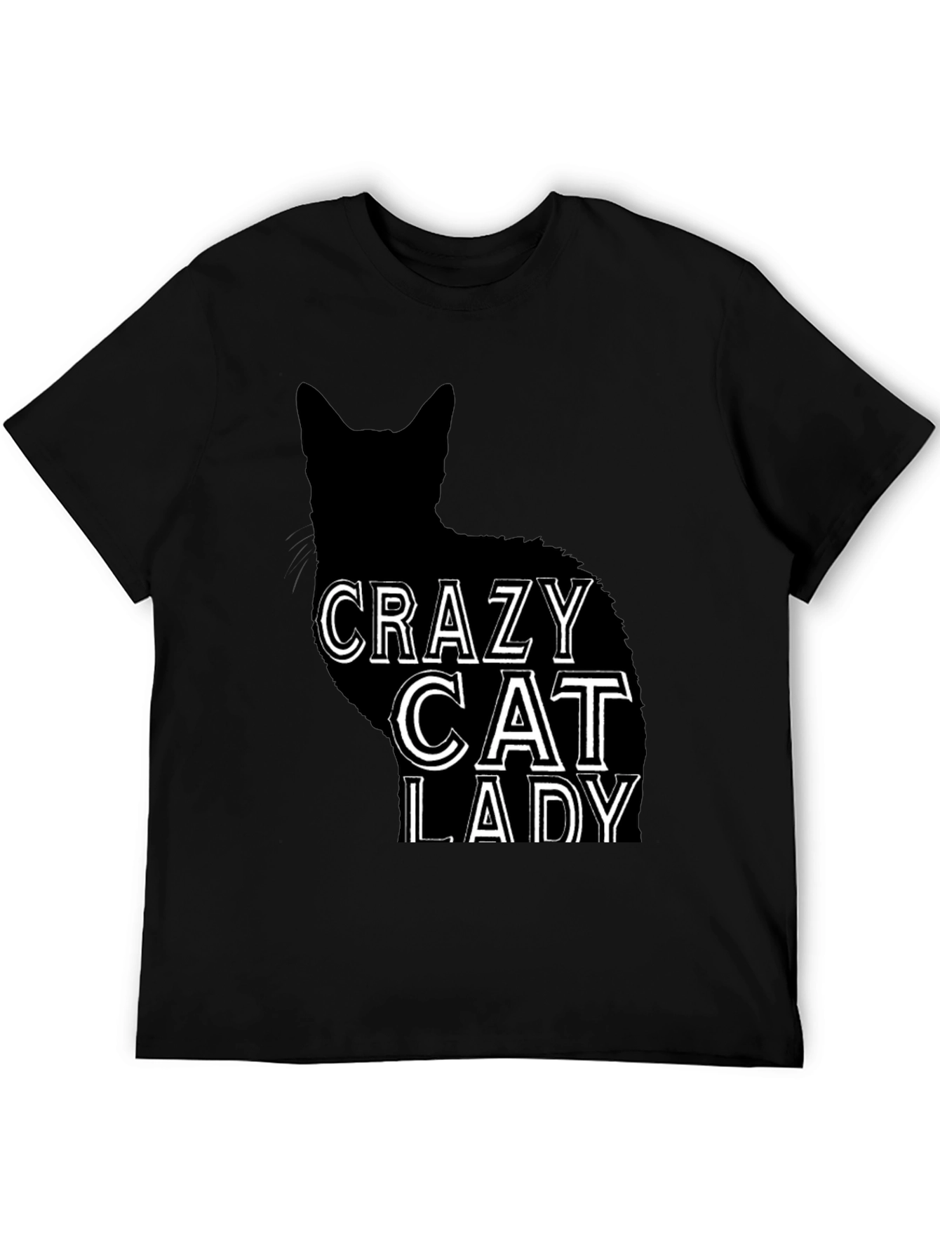 Black Crazy Cat Lady T-Shirt - Black Cat Silhouette Tee view 5