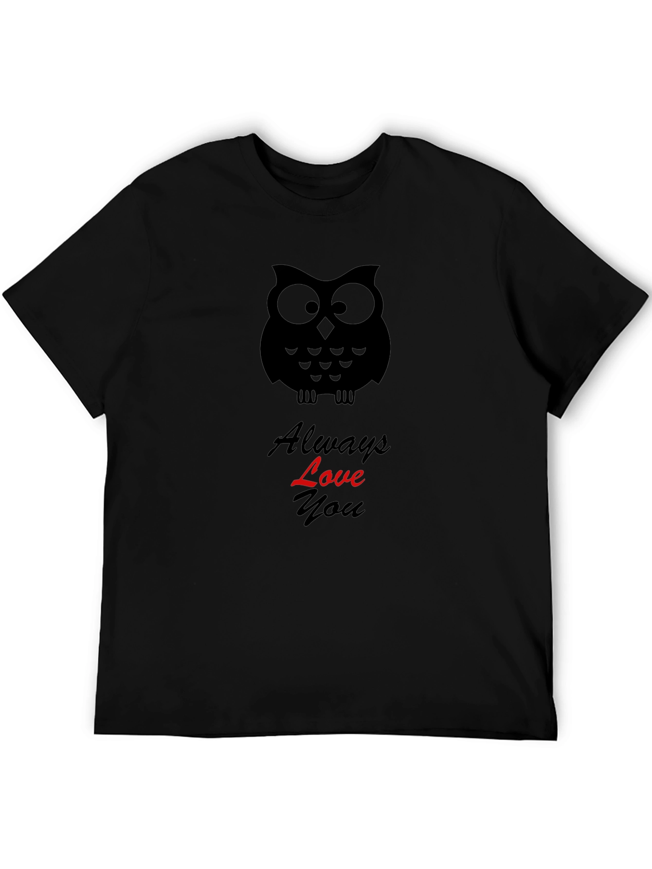 Black Always Love You Owl Graphic Tee - Black Cotton Shirt view 5