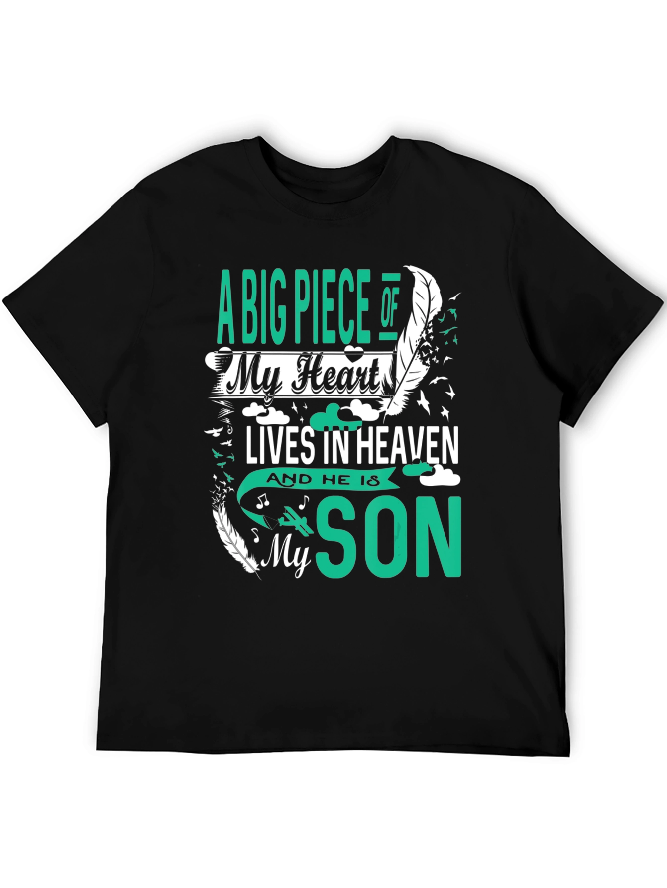 Black "A Big Piece of My Heart Lives in Heaven" T-Shirt view 5