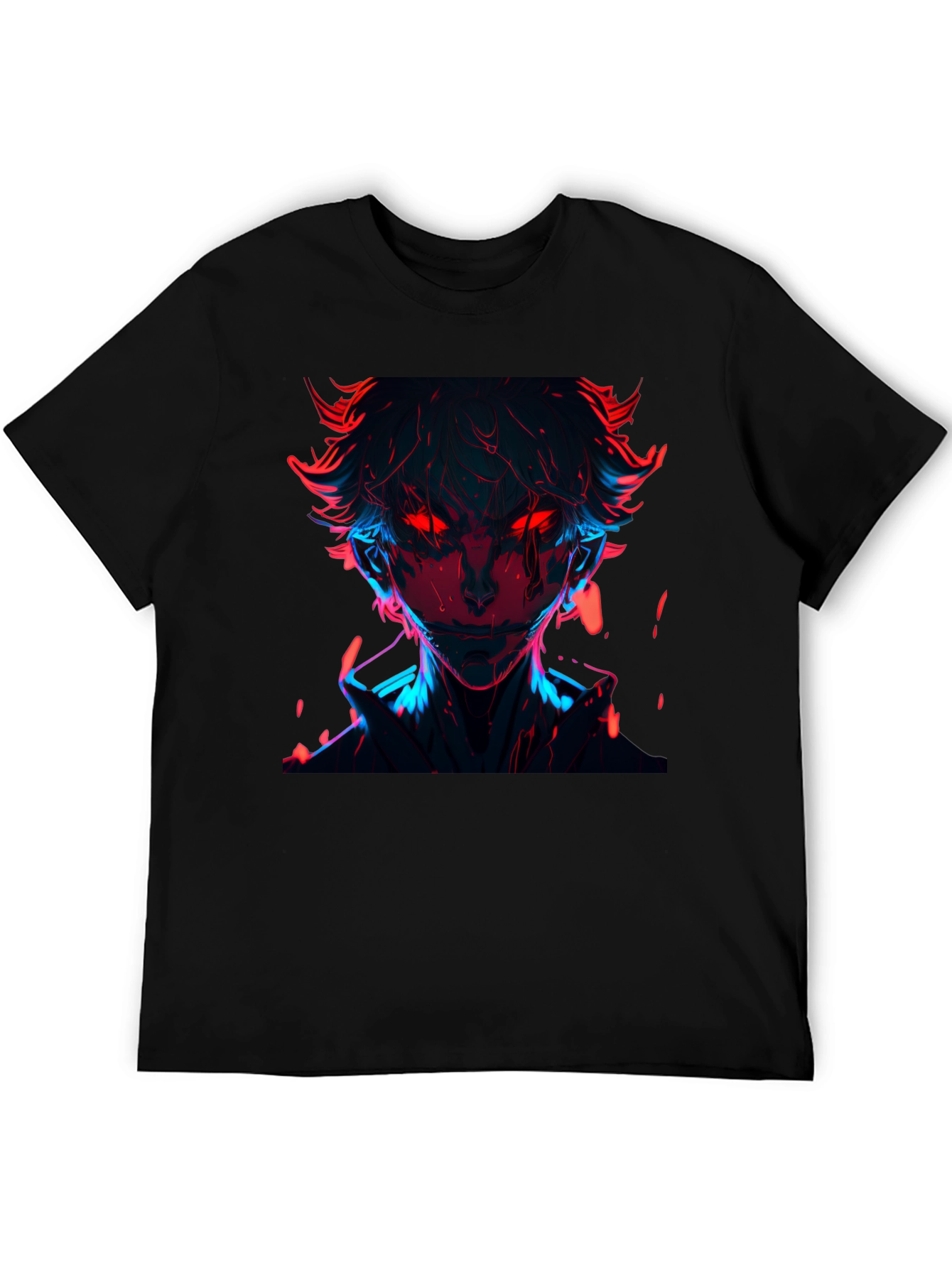Black Neon Anime Graphic T-Shirt - Cool Streetwear Tee view 5