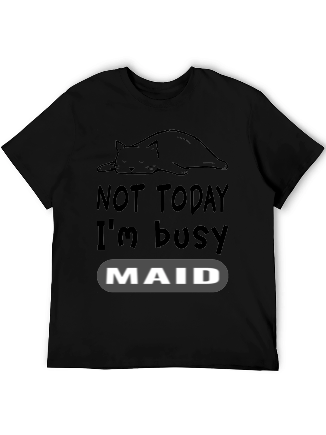 Black Not Today I'm Busy Cat Maid T-Shirt view 5