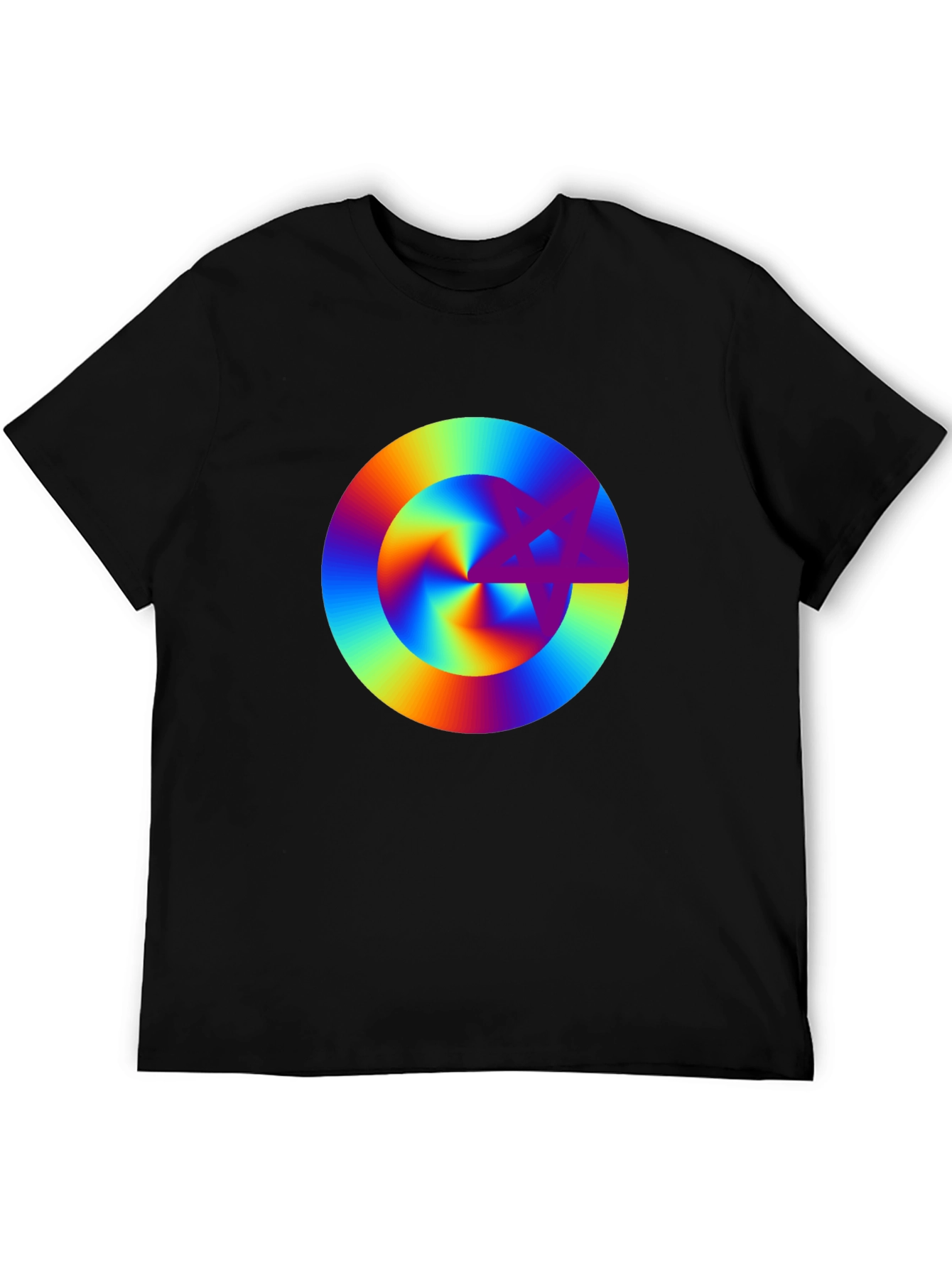 Black Rainbow Starburst Graphic Black T-Shirt view 5