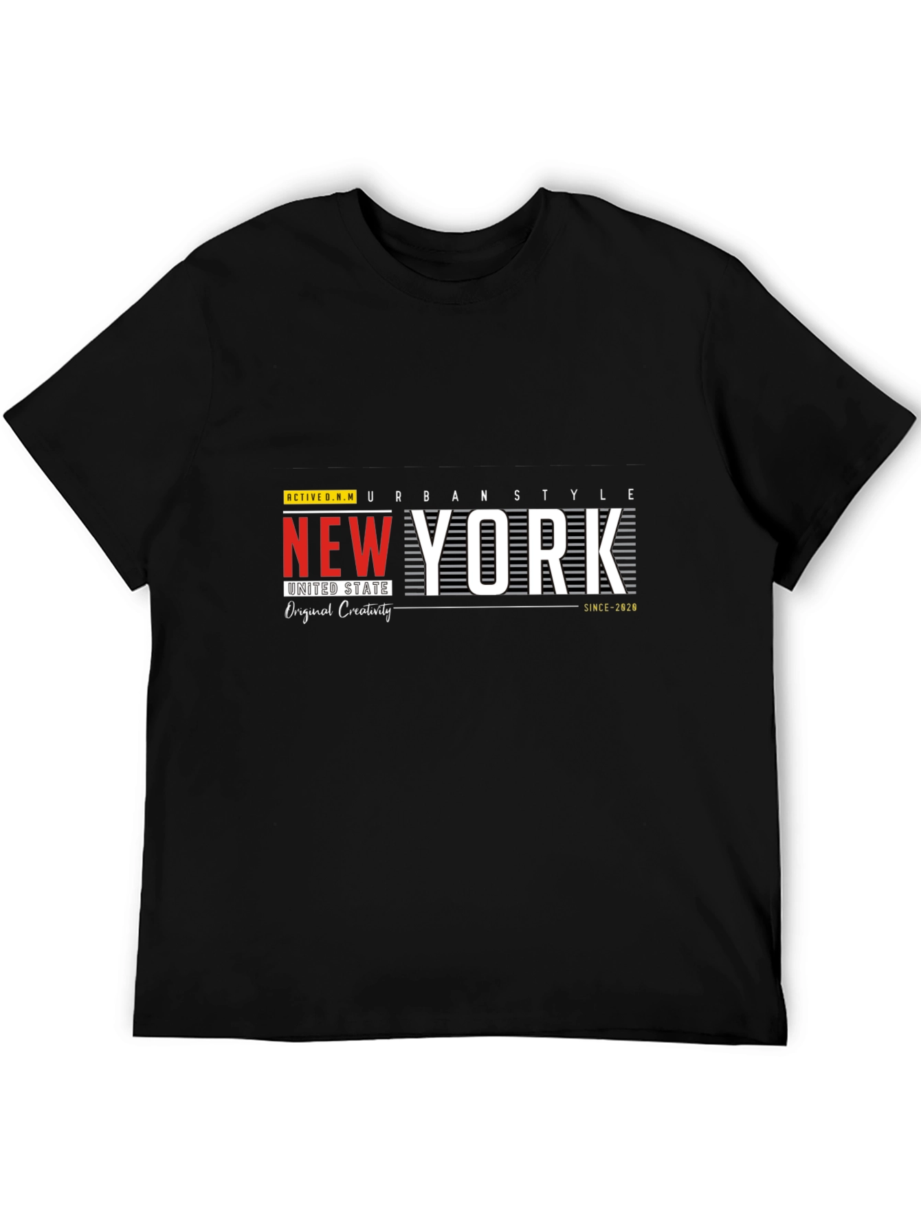 Black New York Urban Style Graphic Print T-Shirt view 5
