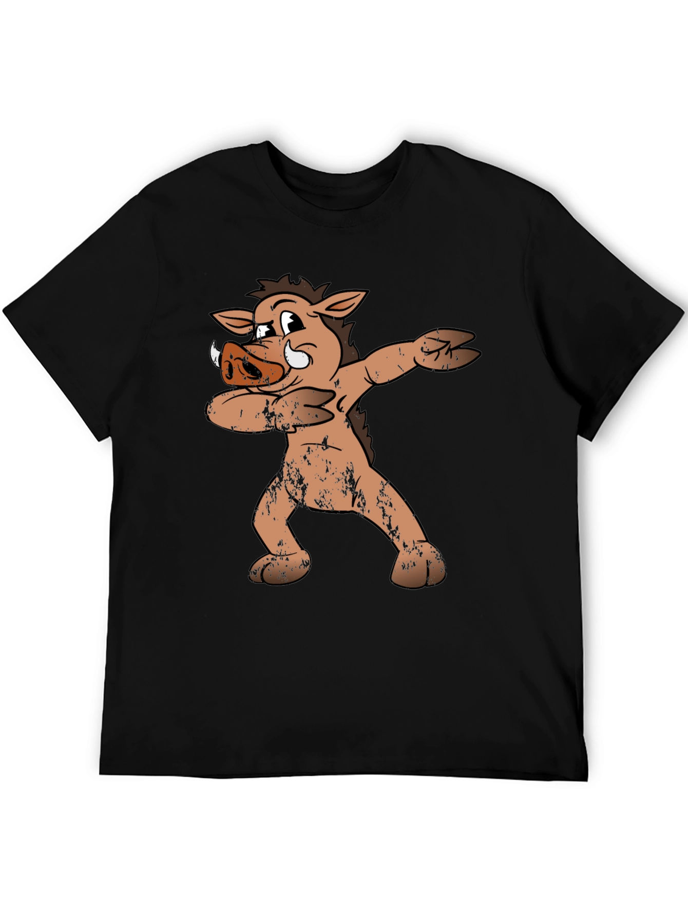 Black Dabbing Boar Graphic Tee - Funny Cartoon Pig T-Shirt view 5