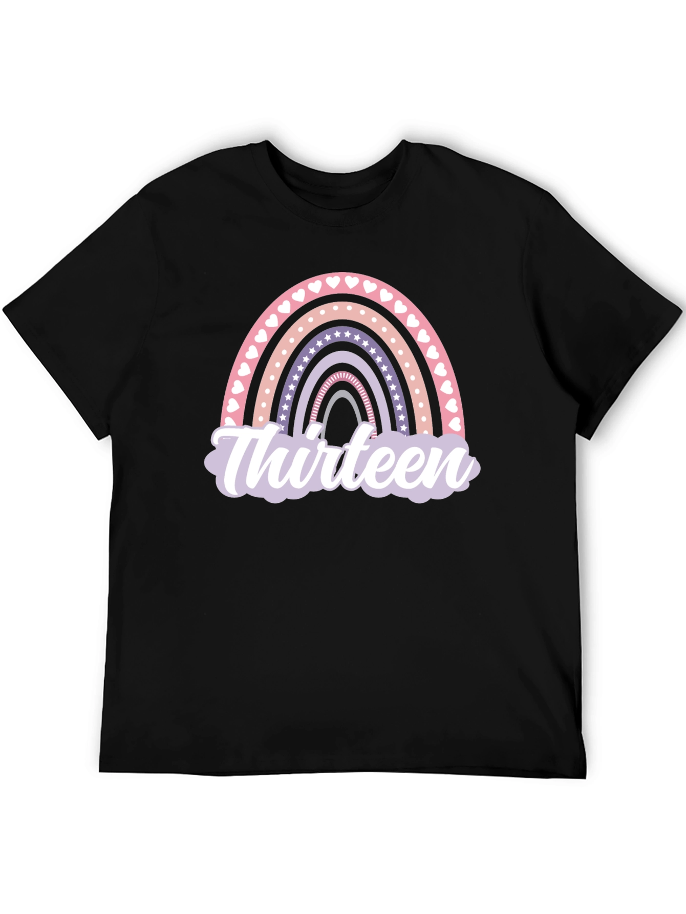 Black Thirteen Rainbow Birthday T-Shirt view 5