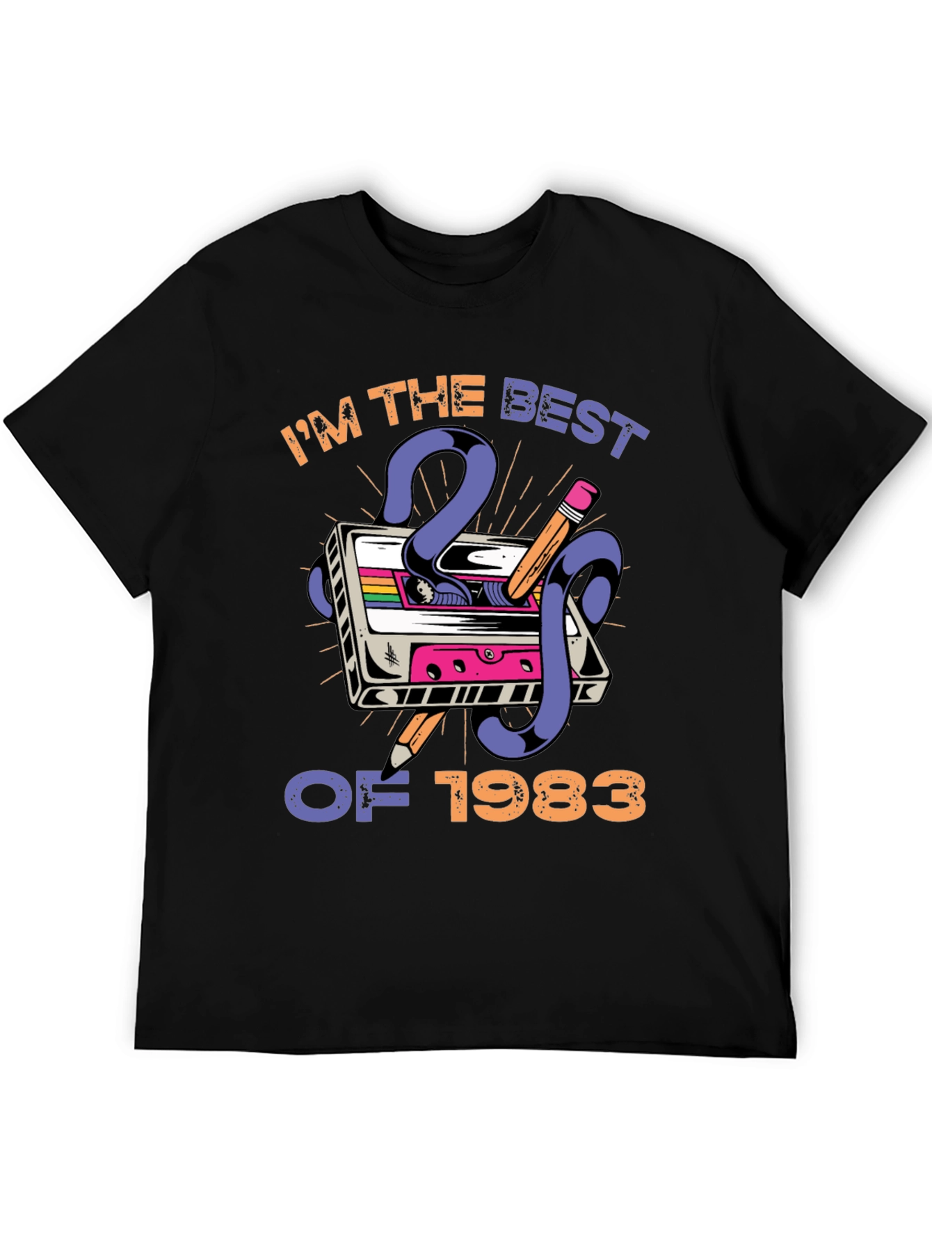Black Retro 1983 Cassette Tape Graphic Tee view 5