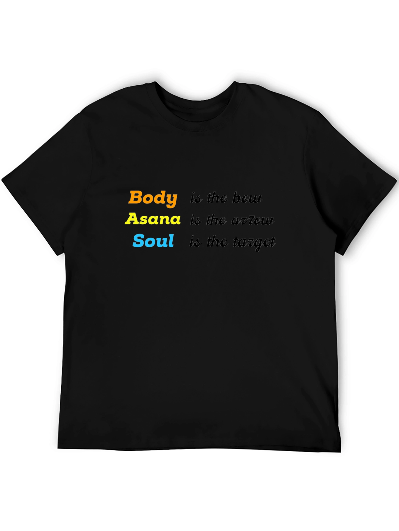 Black Yoga Bow & Arrow T-Shirt - Body Asana Soul Tee view 5