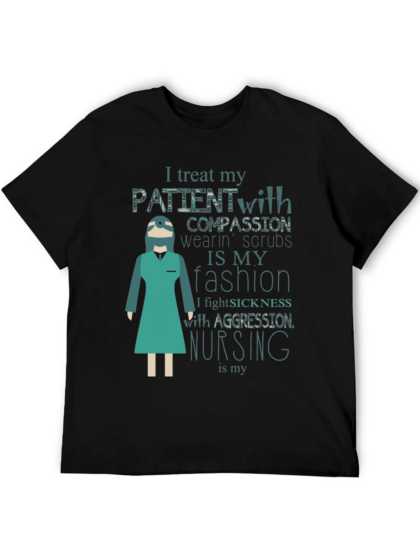 Black Nurse Fashion T-Shirt - Treat Patients with Compassion view 5
