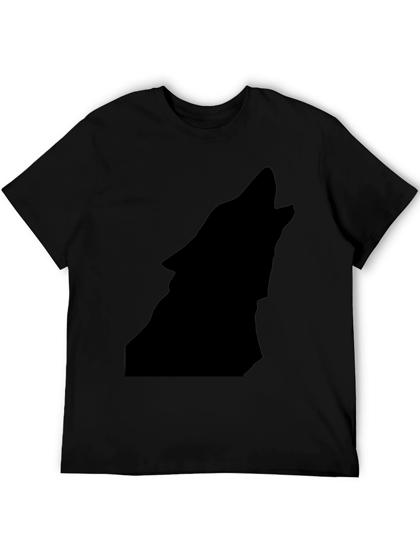 Black Black Wolf Silhouette Graphic Tee - Men's Casual Shirt view 5