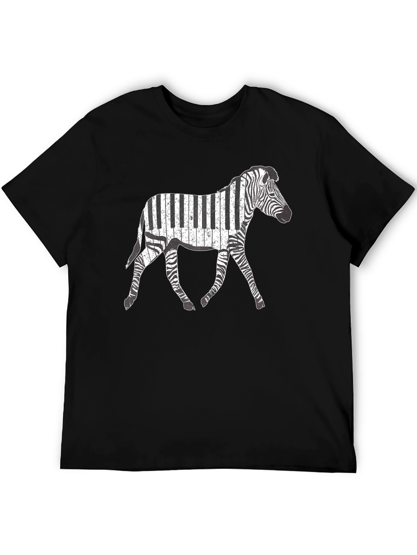 Black Zebra Piano Keys Graphic T-Shirt view 5