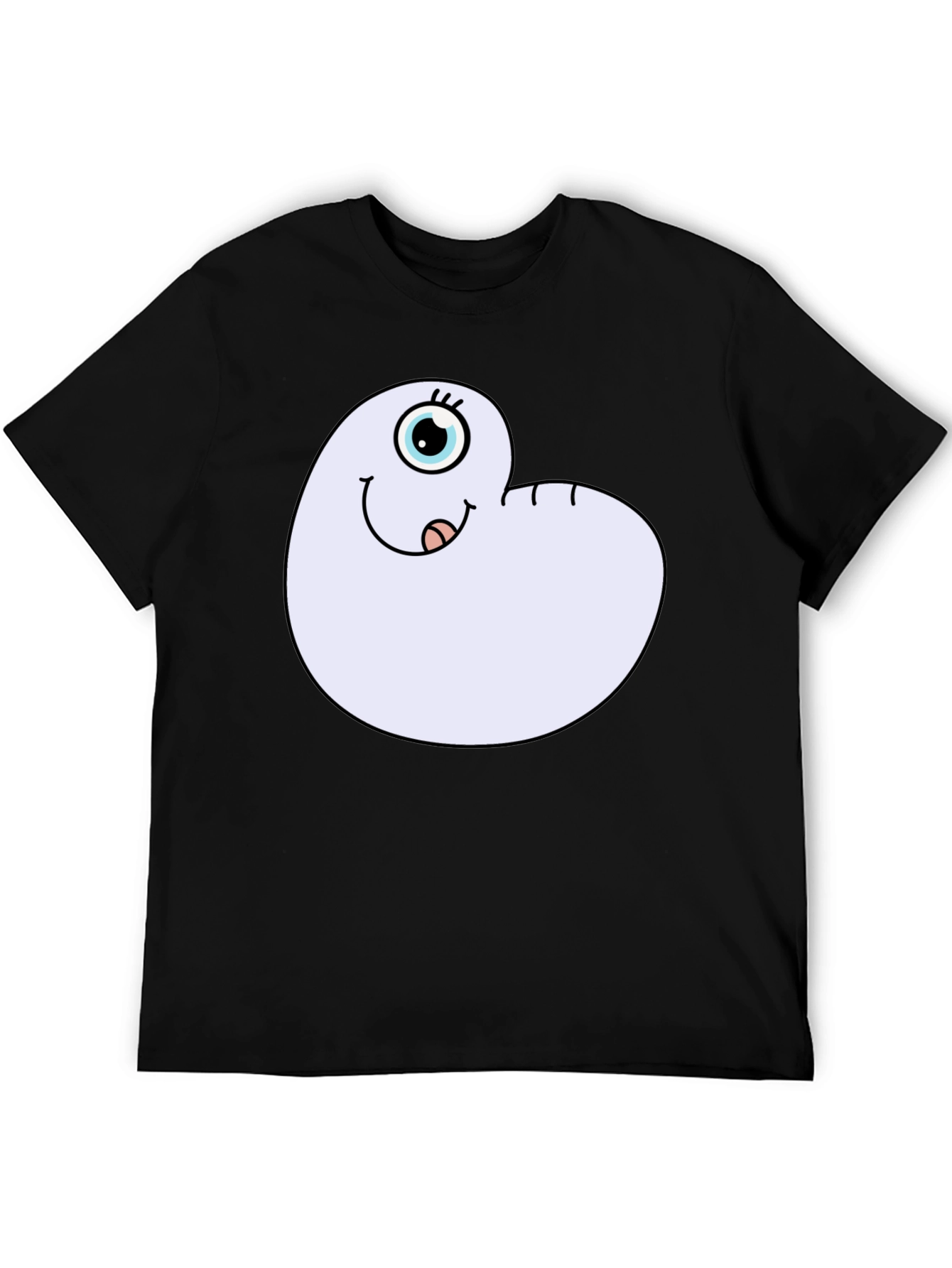 Black Cartoon Worm Tee - Funny Graphic T-Shirt view 5