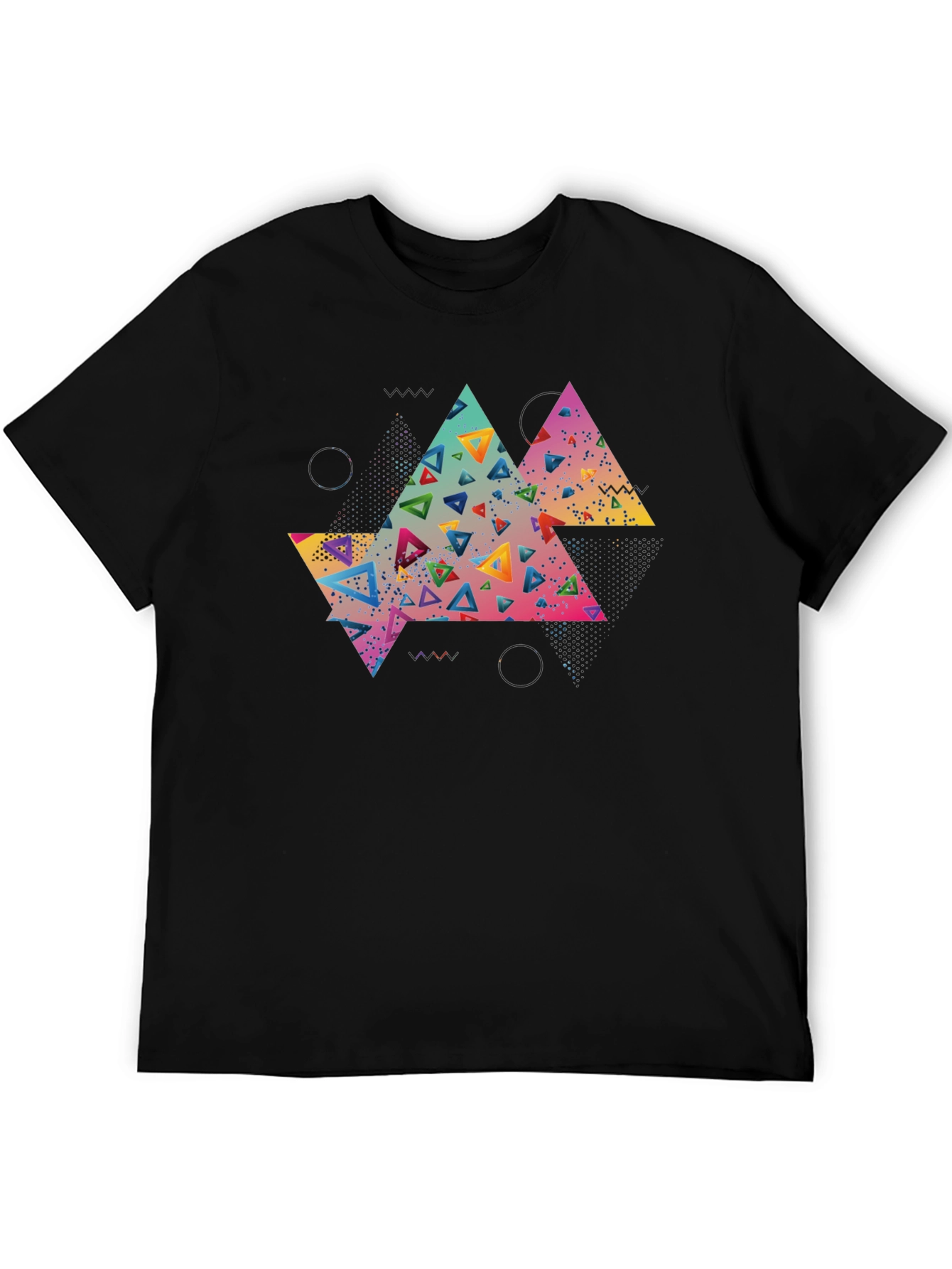 Black Abstract Triangle Graphic Tee - Black view 5