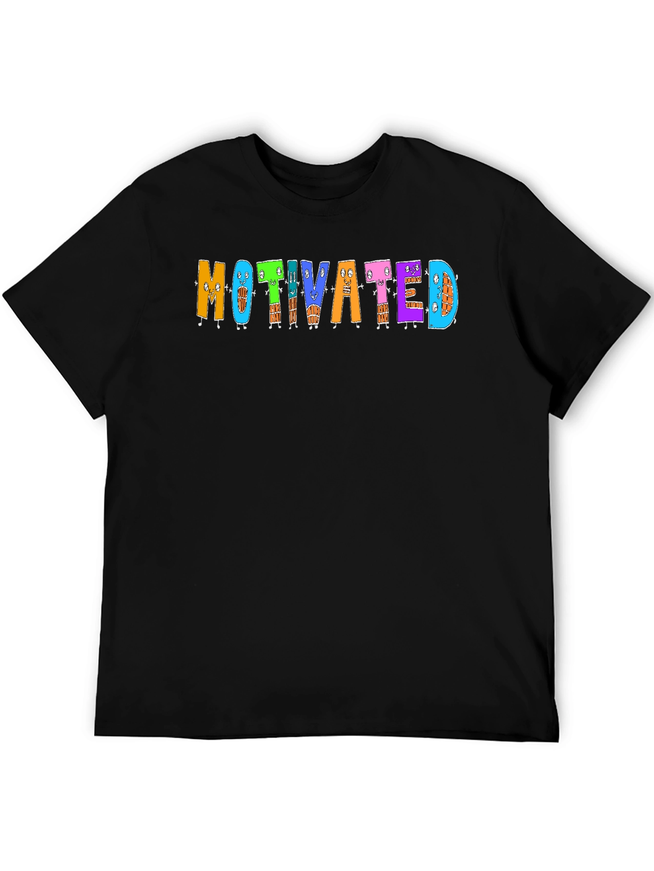 Black Motivated Cartoon Graphic T-Shirt view 5
