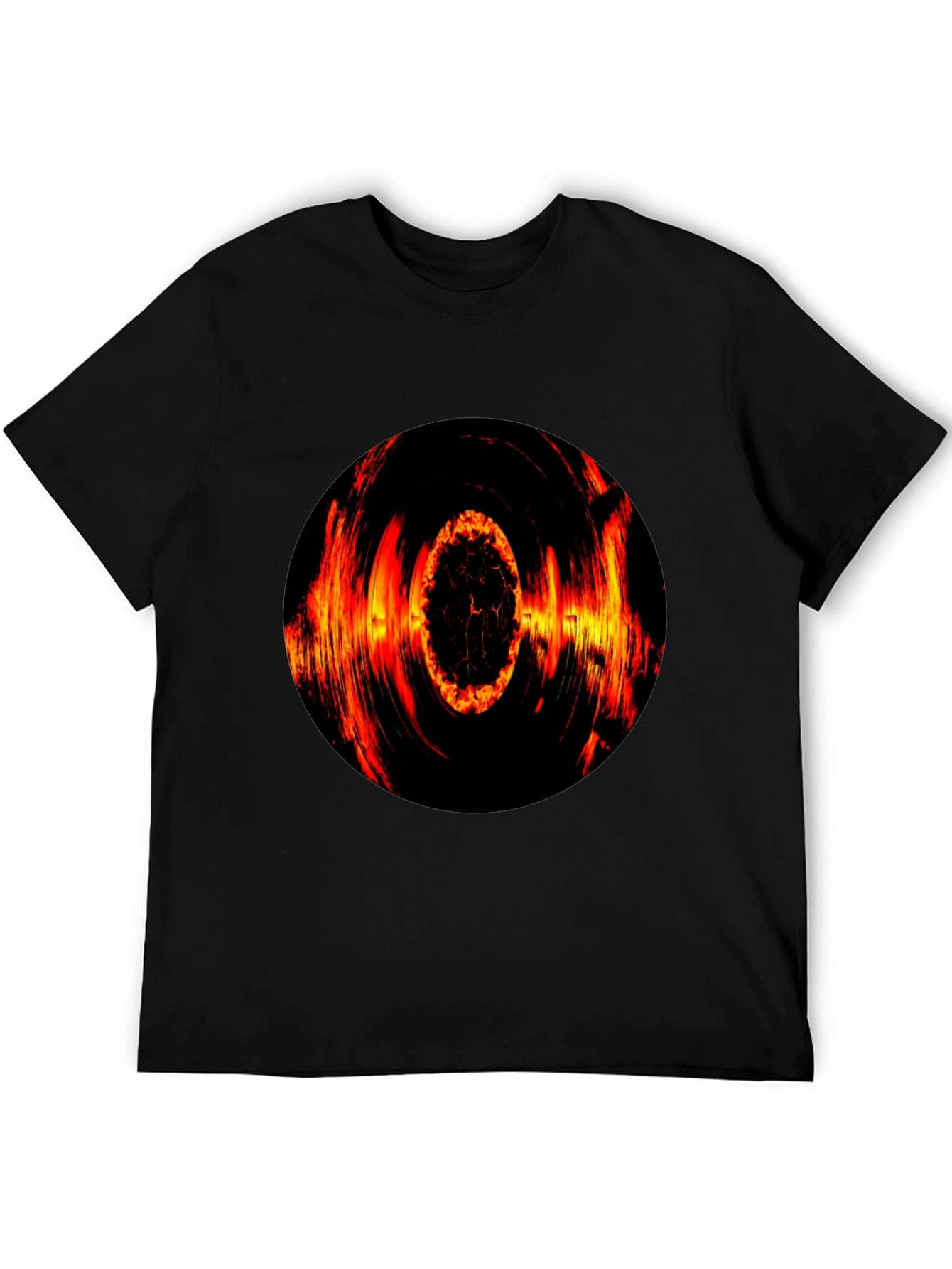 Black Fiery Vortex Graphic T-Shirt - Bold Black Tee view 5