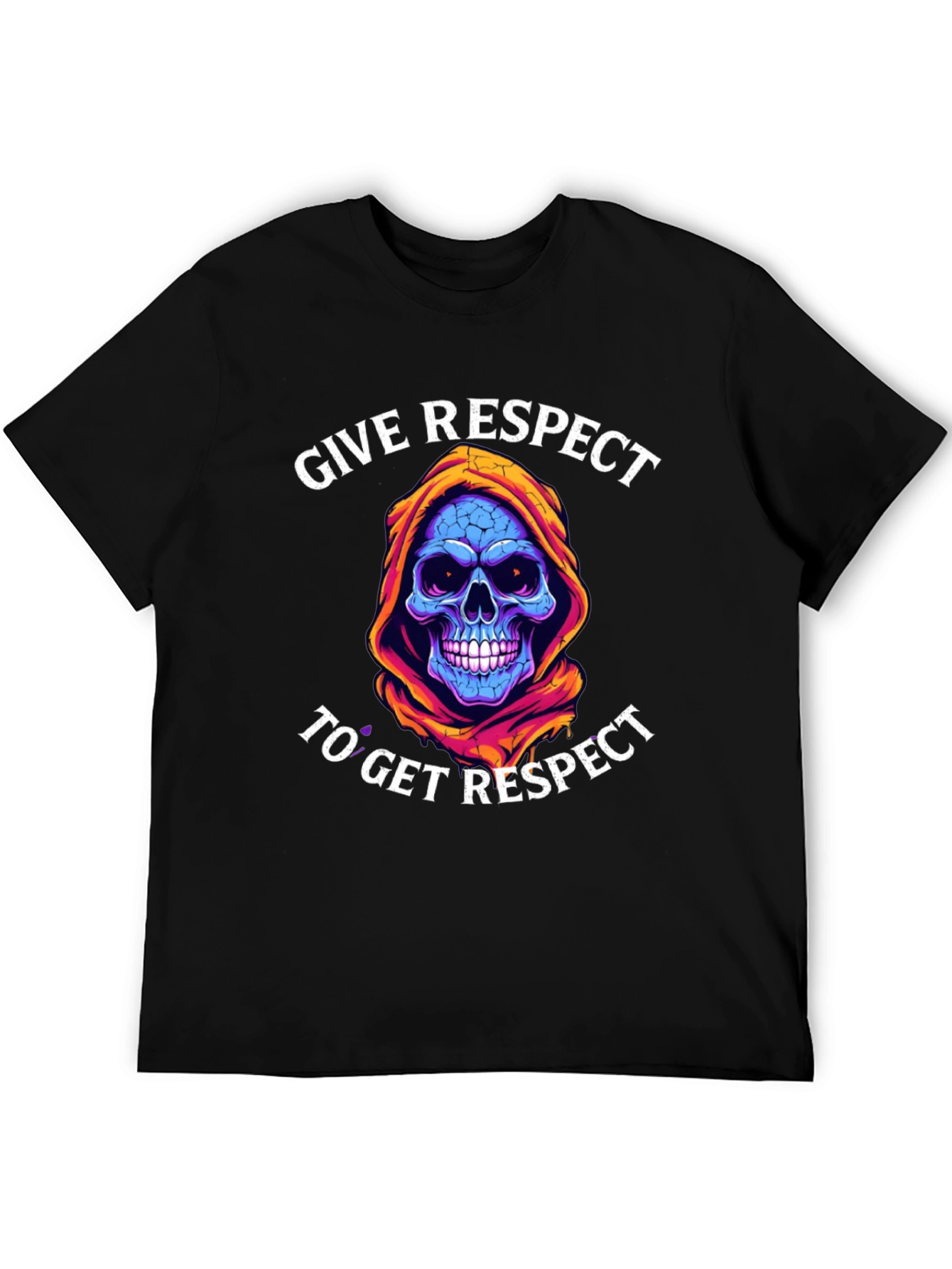 Black Give Respect T-Shirt: Skull Reaper Design view 5