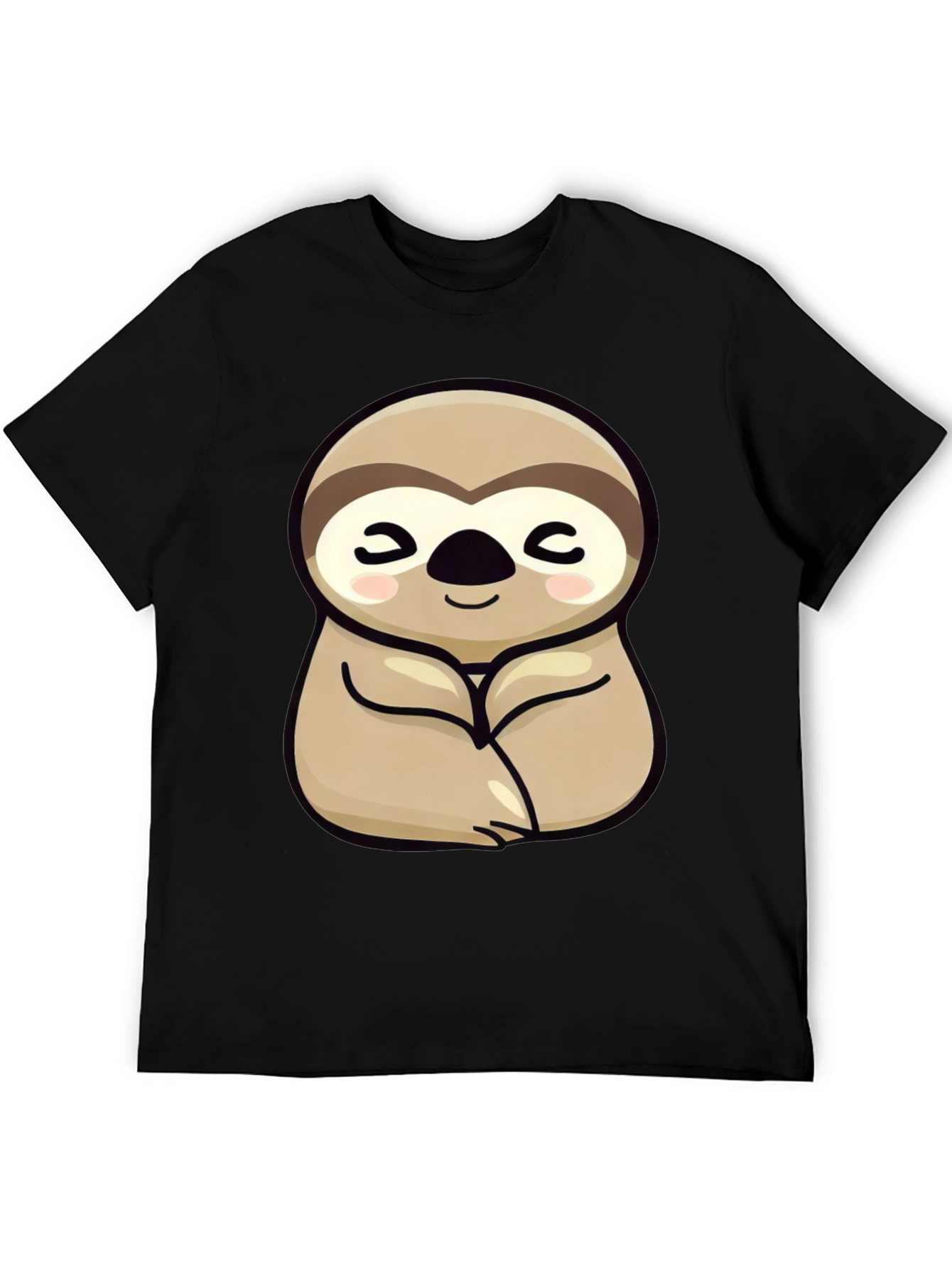 Black Cute Sloth Graphic Tee - Relaxed Fit Black T-Shirt view 5