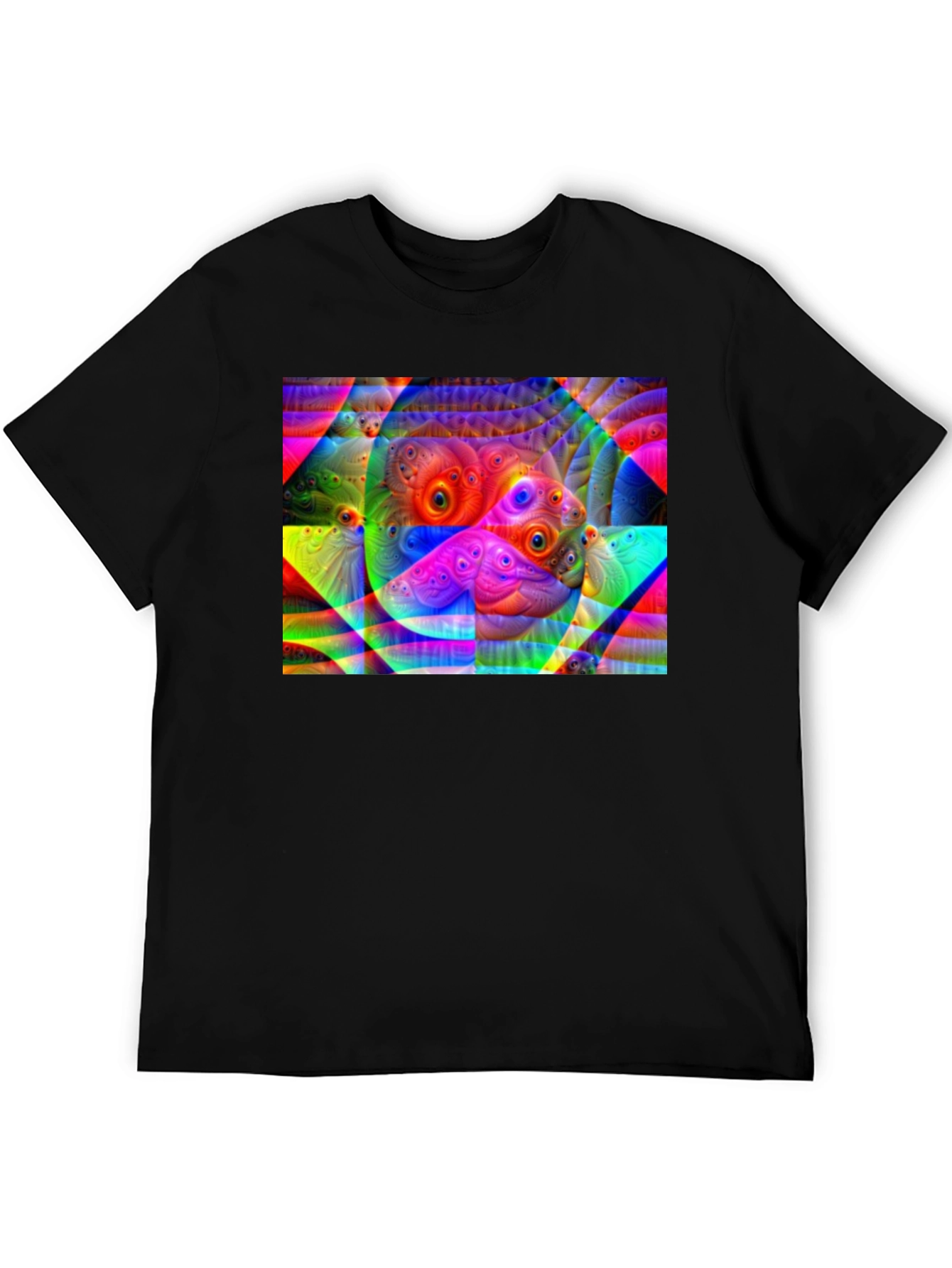 Black Eye-Catching Abstract Graphic Black T-Shirt view 5