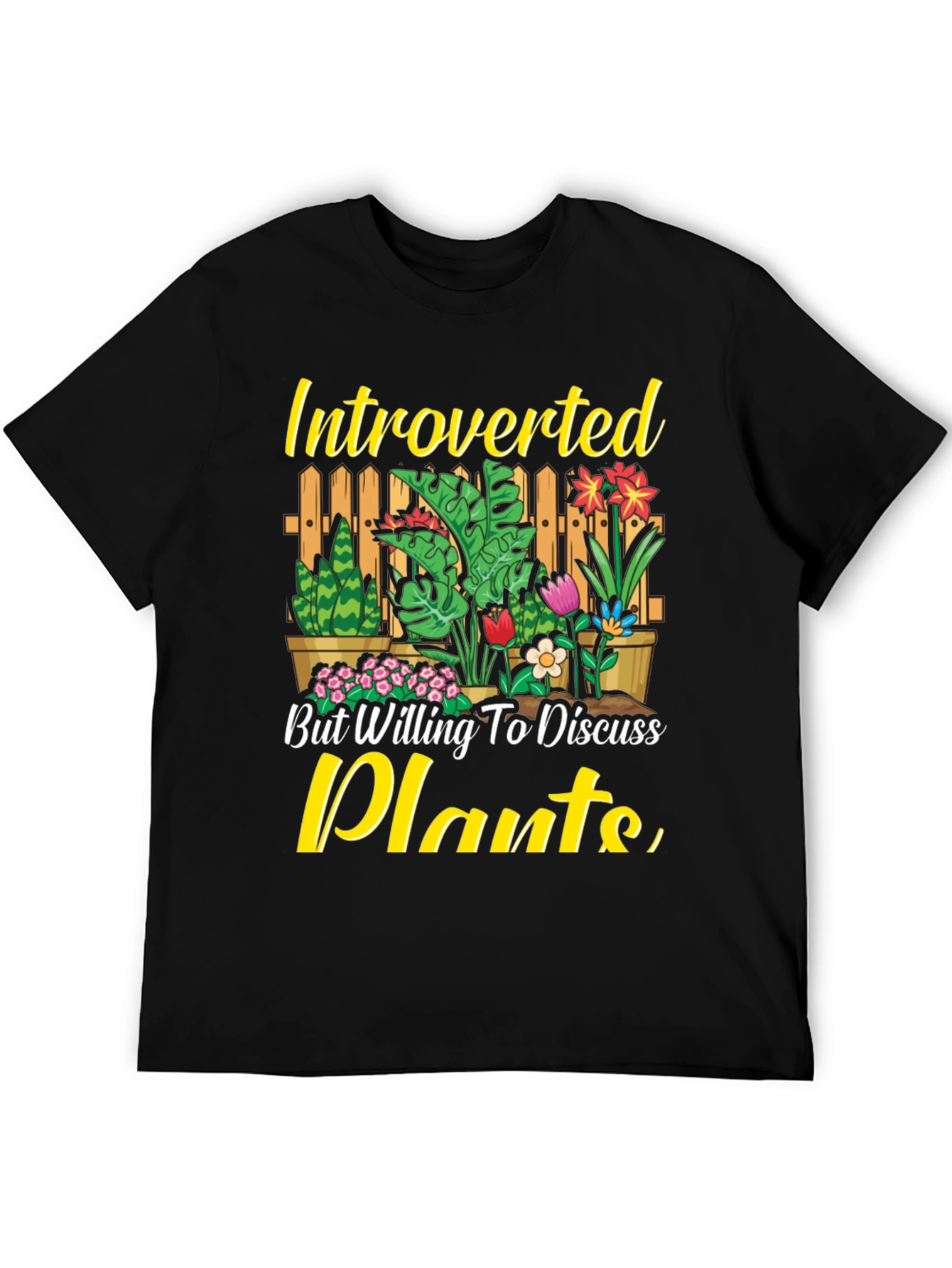 Black Introverted Plants Graphic T-Shirt view 5