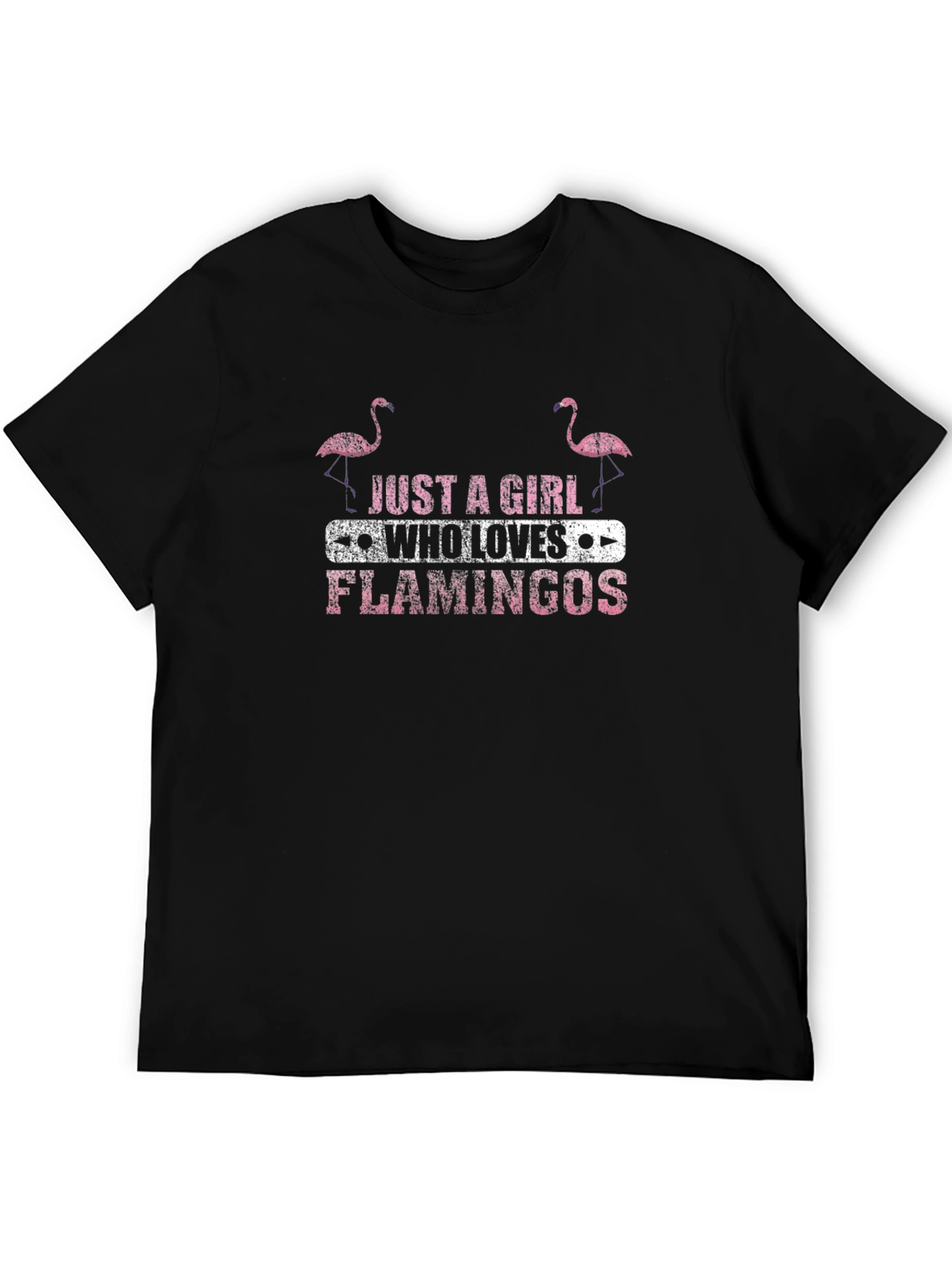 Black Just a Girl Who Loves Flamingos Graphic Tee view 5