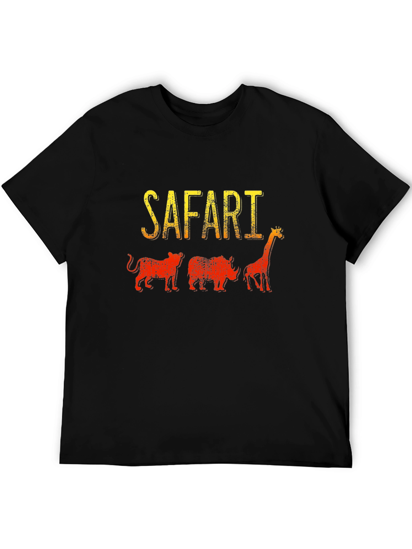 Black Safari Animals Graphic T-Shirt - Black Cotton Tee view 5