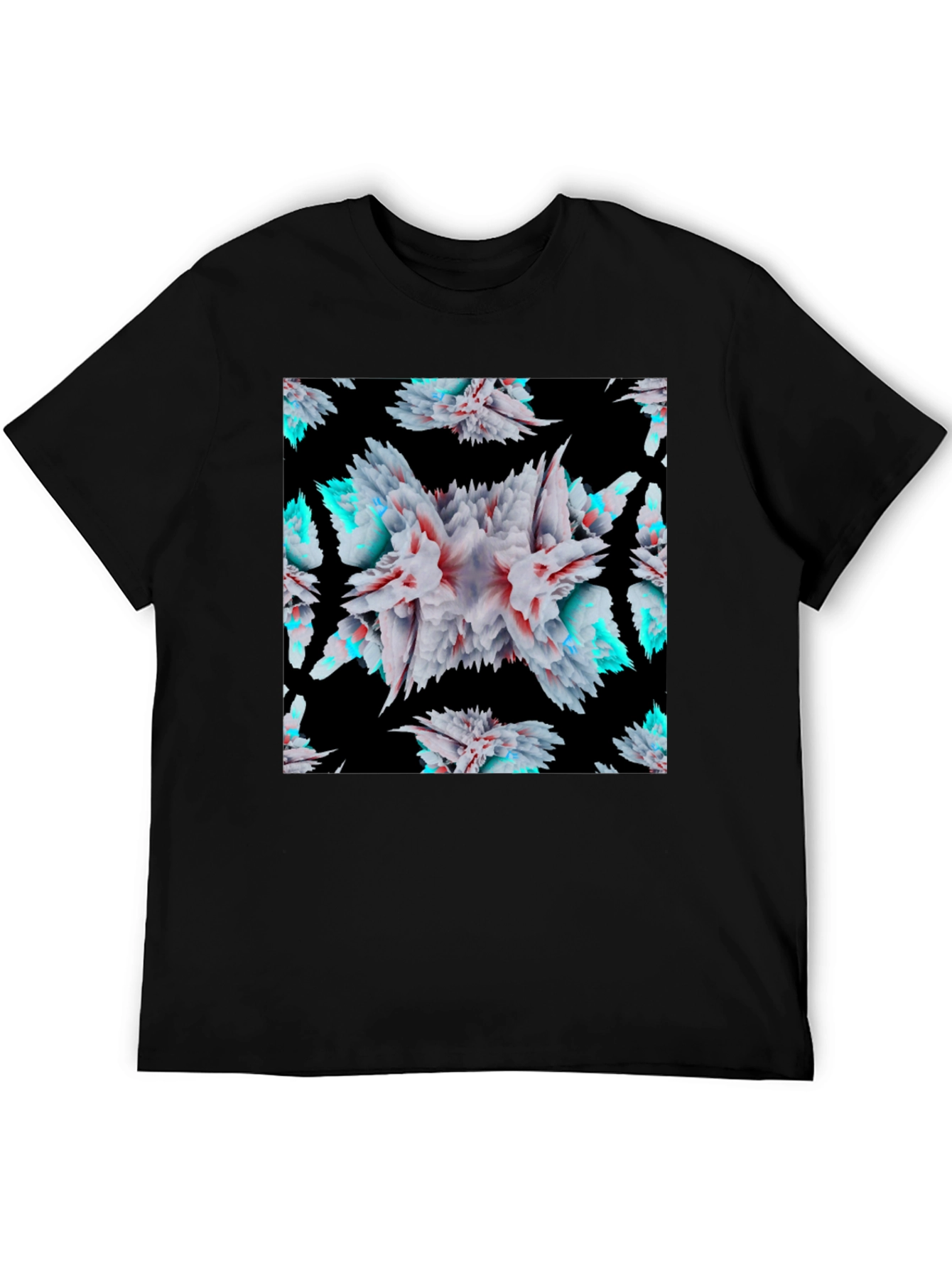 Black Abstract Floral Burst Black T-Shirt view 5