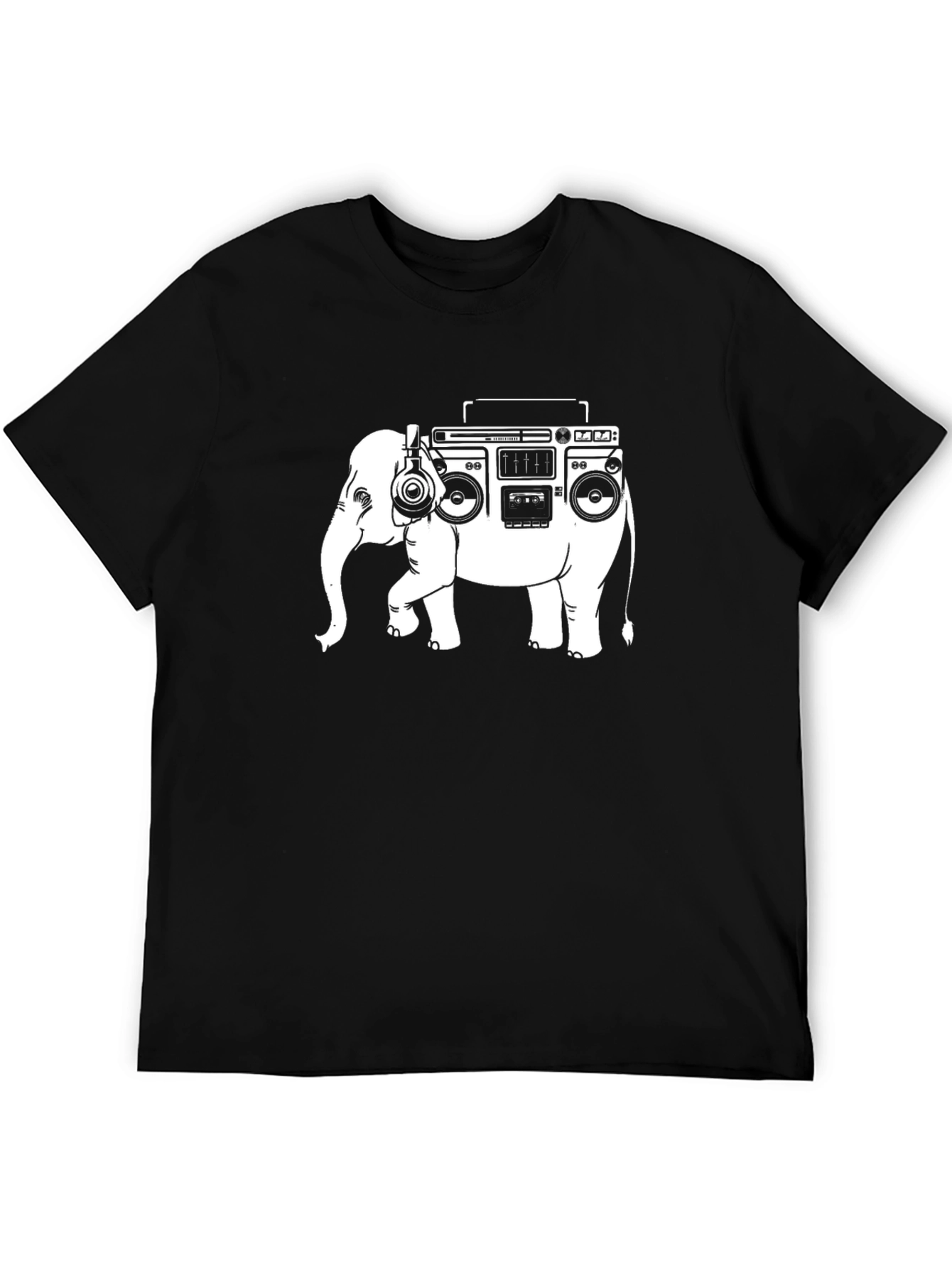 Black Elephant Boombox Graphic Tee - Unique Music Lover Shirt view 5