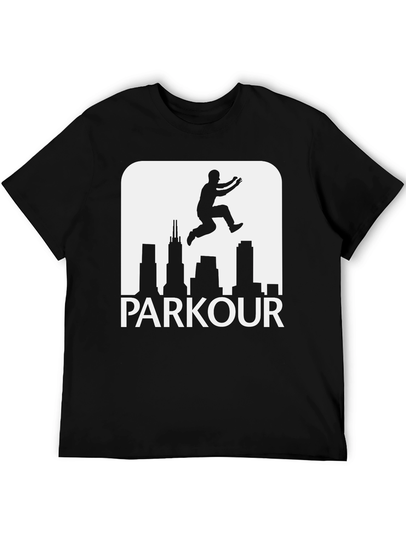 Black Parkour Chicago Skyline Black T-Shirt view 5