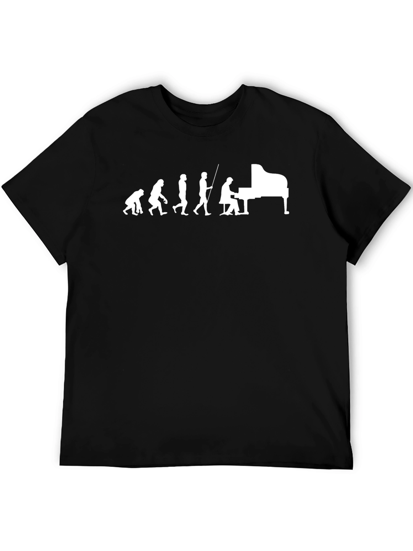 Black Evolution of Piano Player T-Shirt - Funny Music Tee view 5