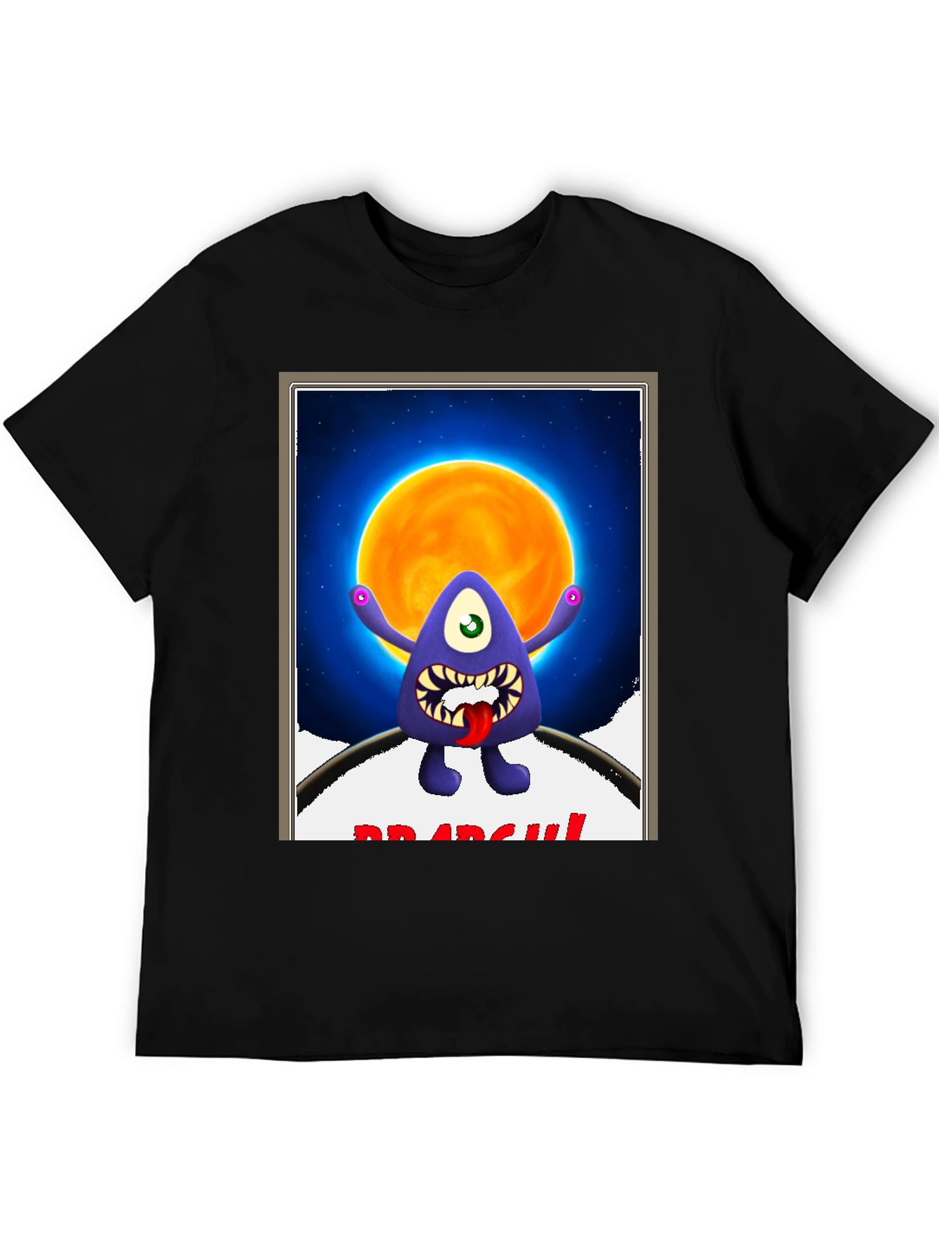 Black Monster Graphic T-Shirt - One Eye, Funny, Dark view 5