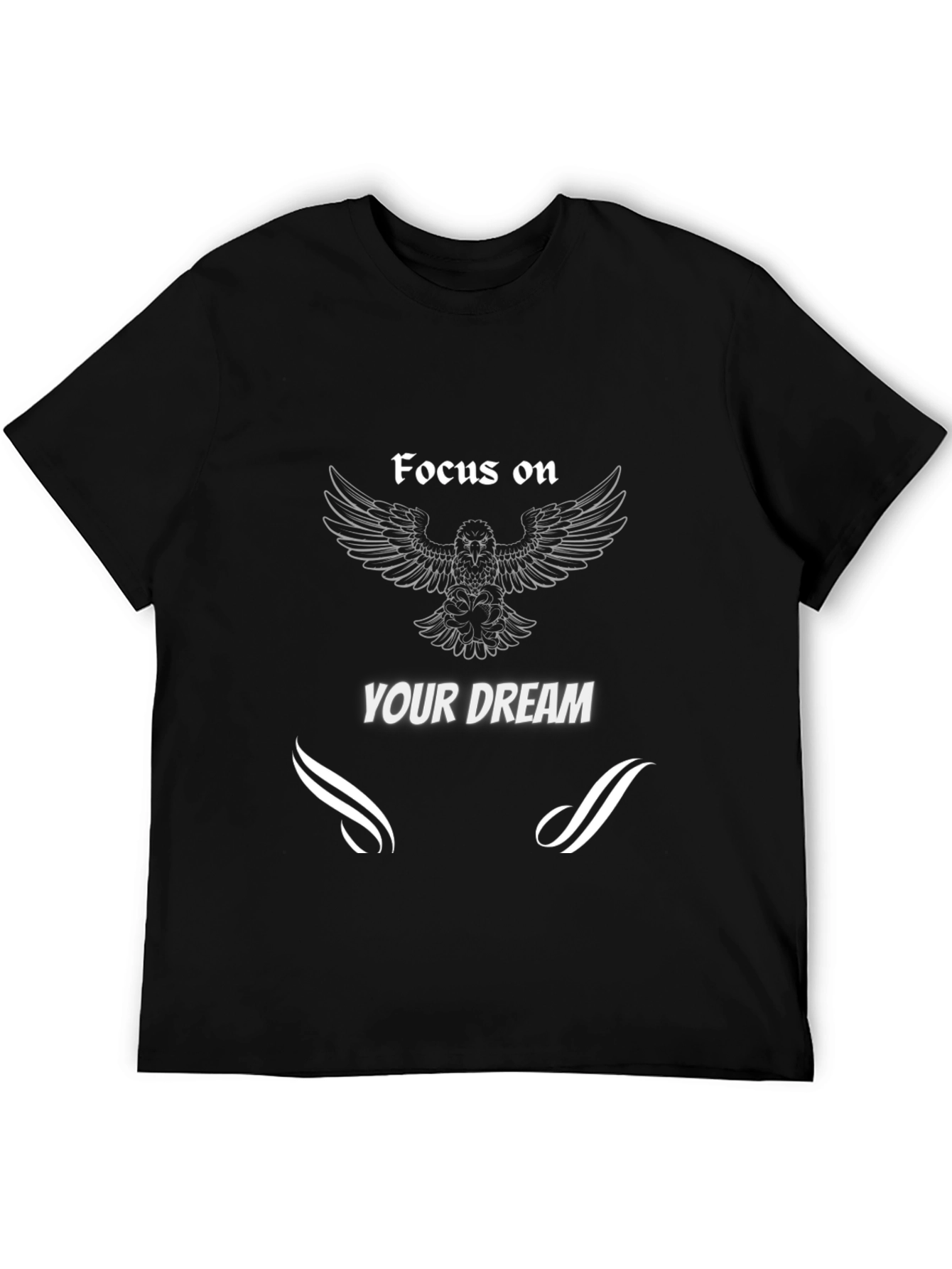 Black Focus On Your Dream T-Shirt - Motivational Eagle Design view 5