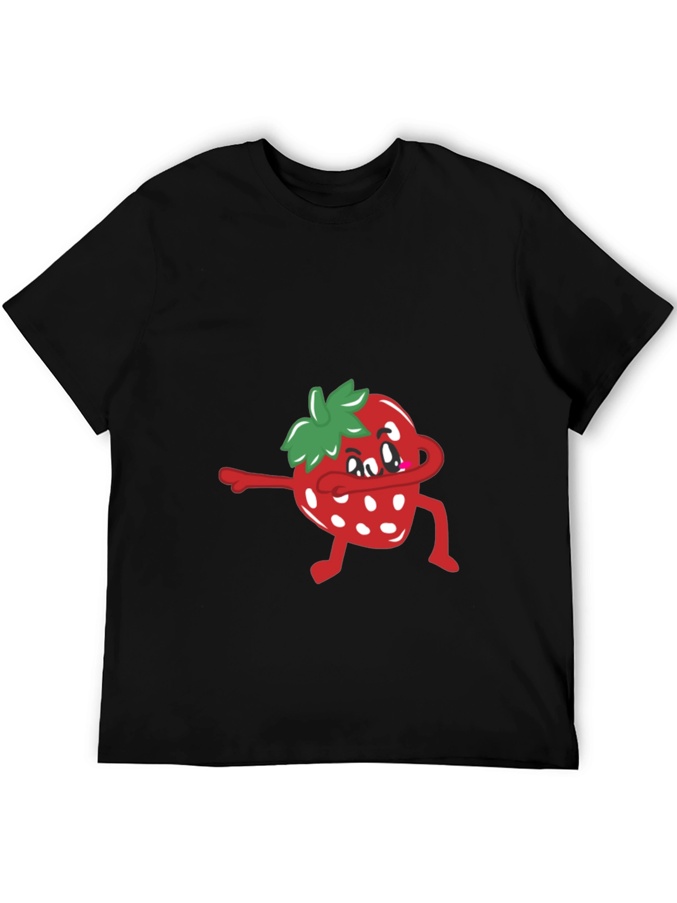 Black Dabbing Strawberry T-Shirt - Funny Fruit Tee view 5