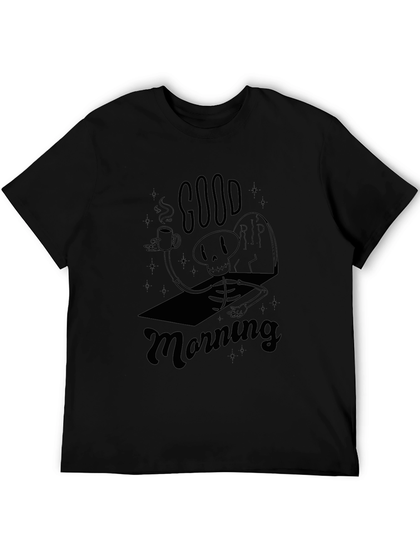 Black Good Morning Skeleton Graphic Tee view 5