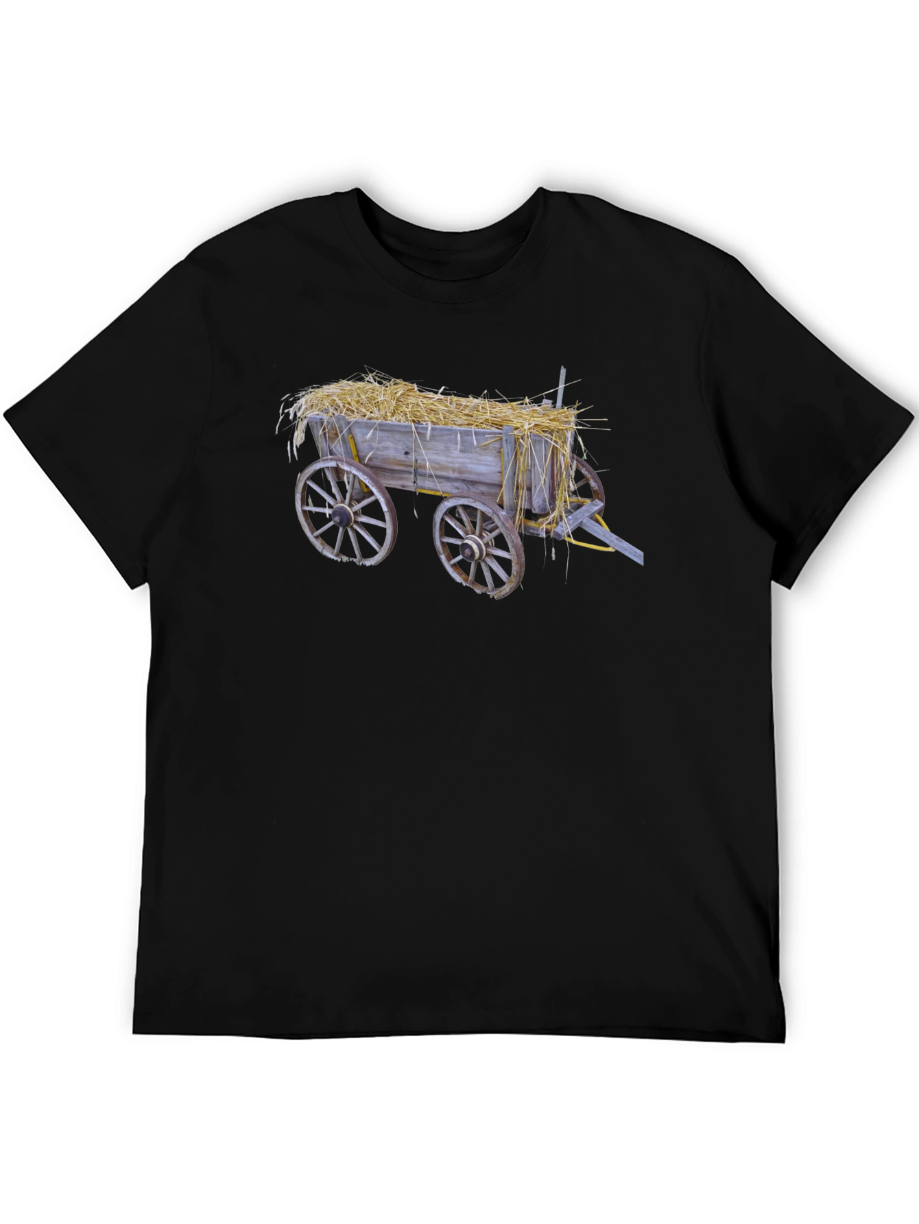 Black Hay Cart Graphic Tee - Black Cotton T-Shirt view 5