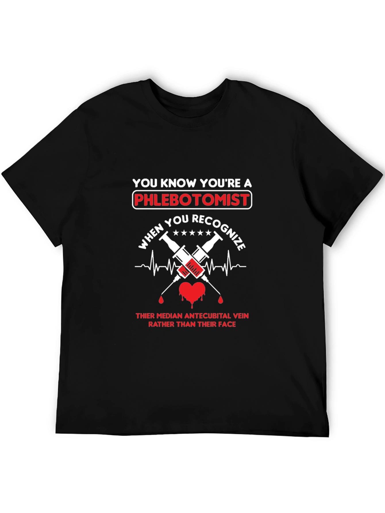 Black Phlebotomist Recognition Black T-Shirt view 5