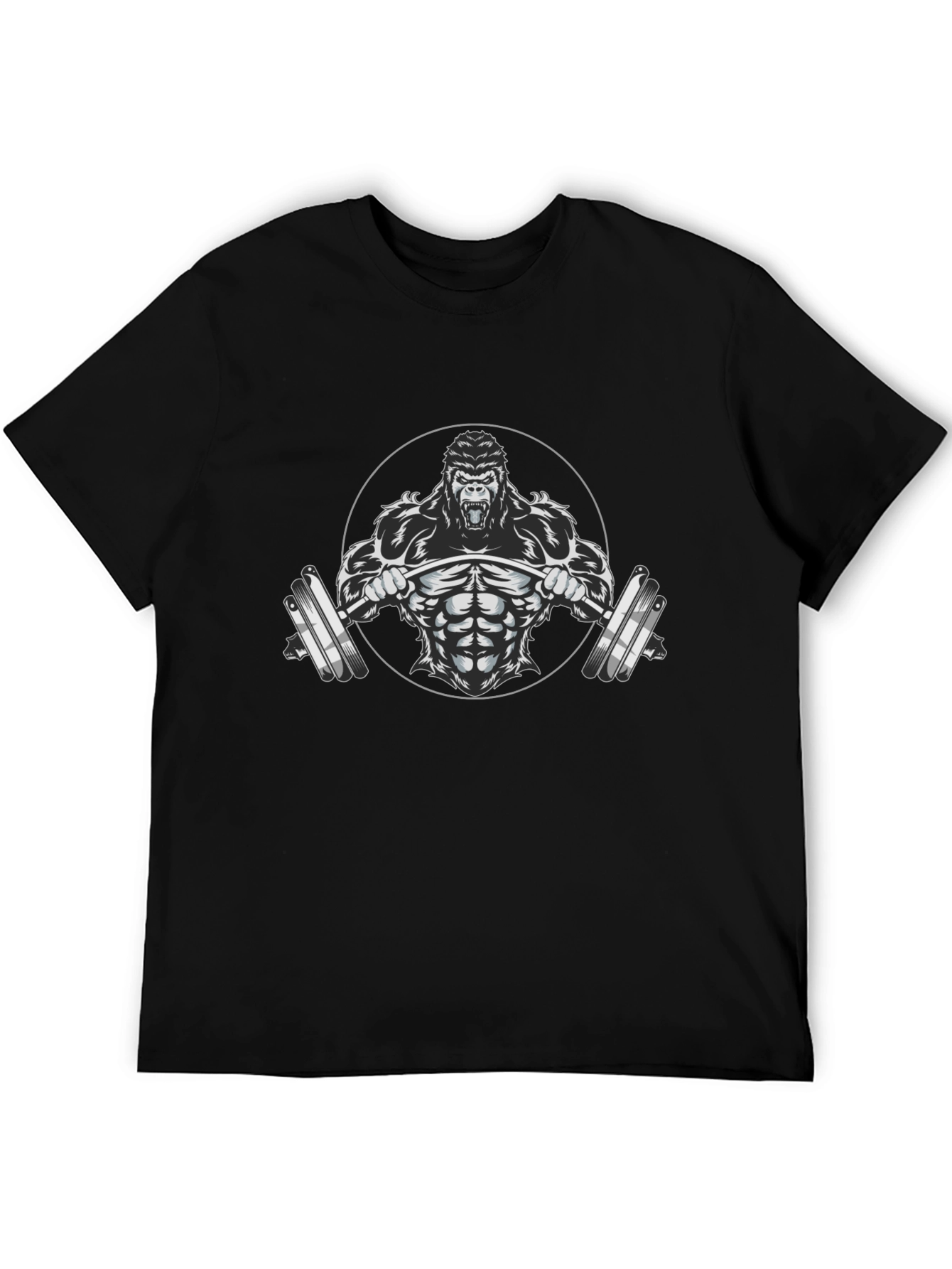 Black Gym Gorilla Barbell Graphic T-Shirt view 5