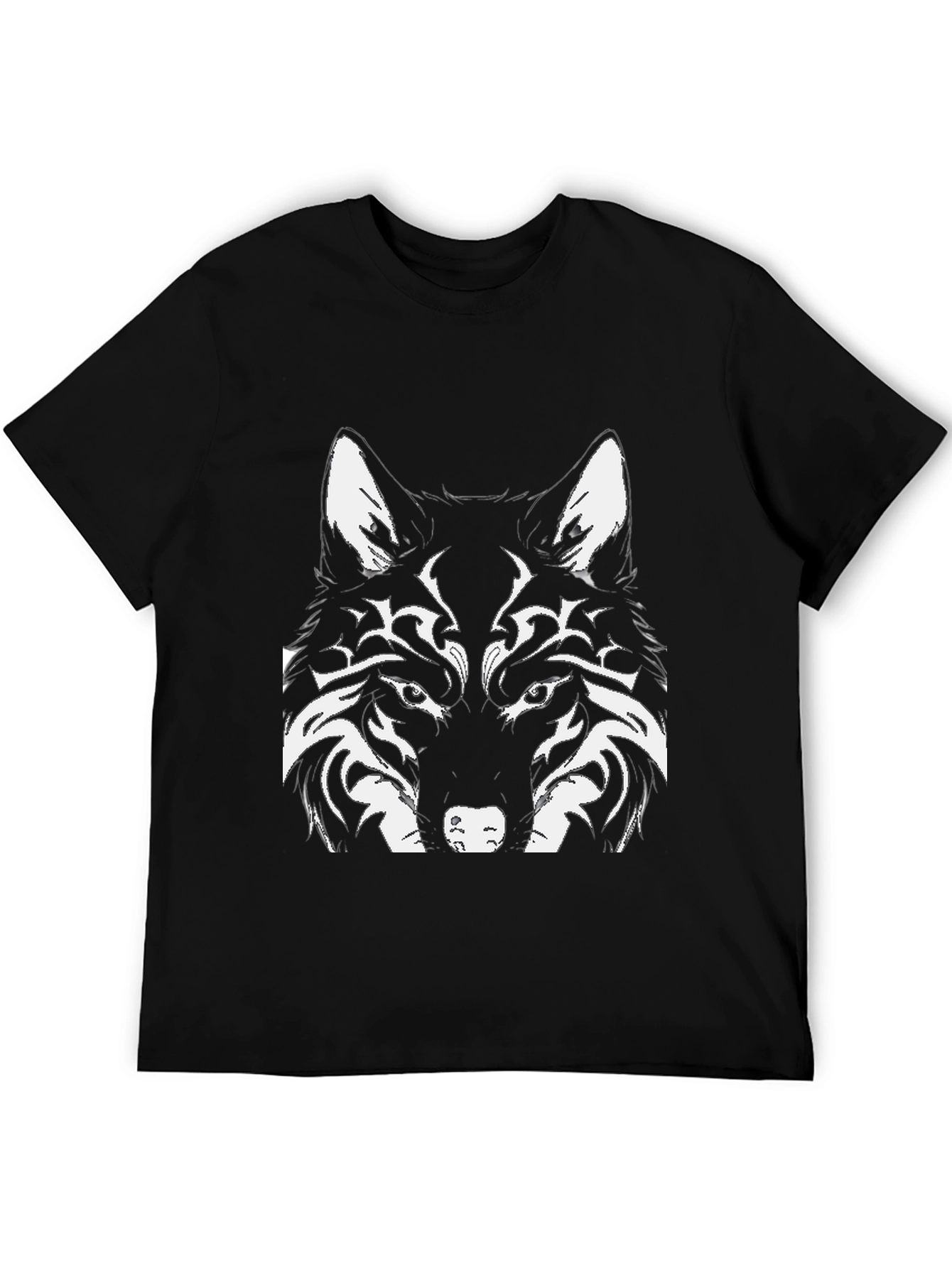 Black Wolf Graphic Print Black T-Shirt view 5